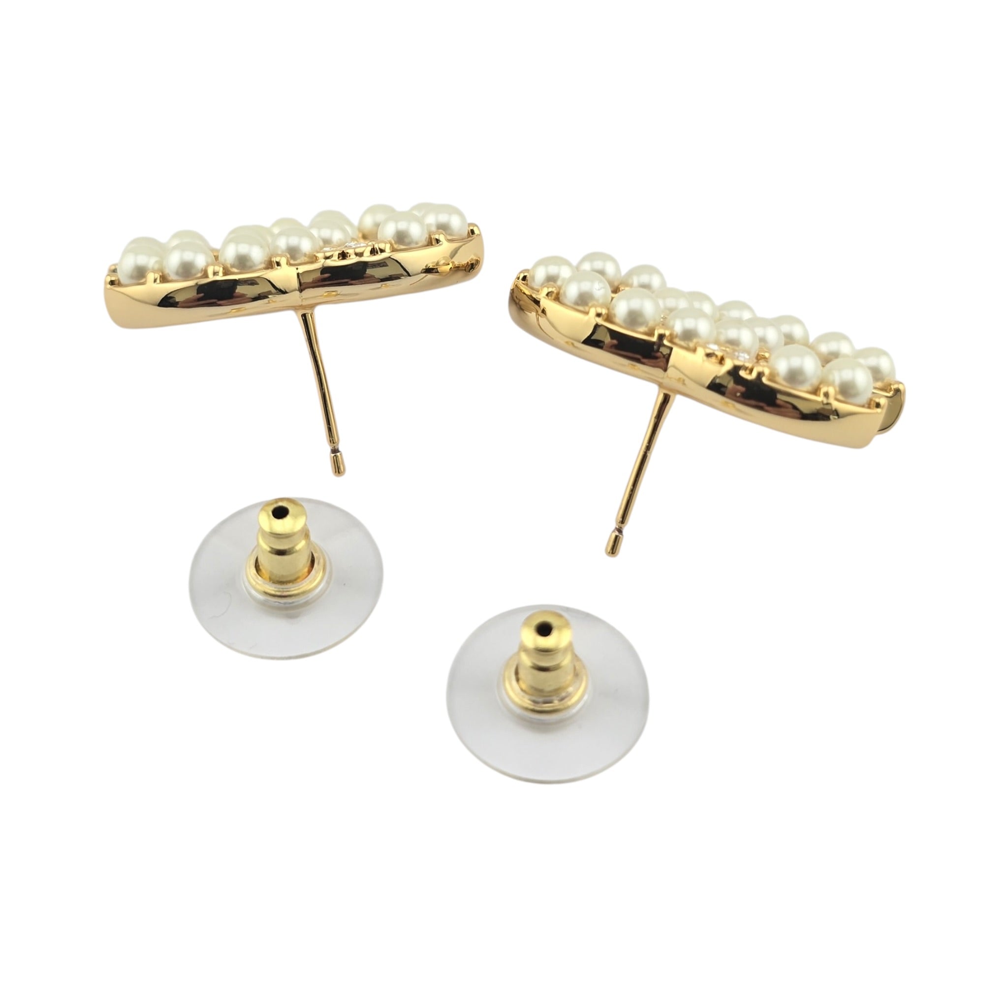 Chanel CC Gold Faux Pearl Crystal Earrings 2024 CHANEL
