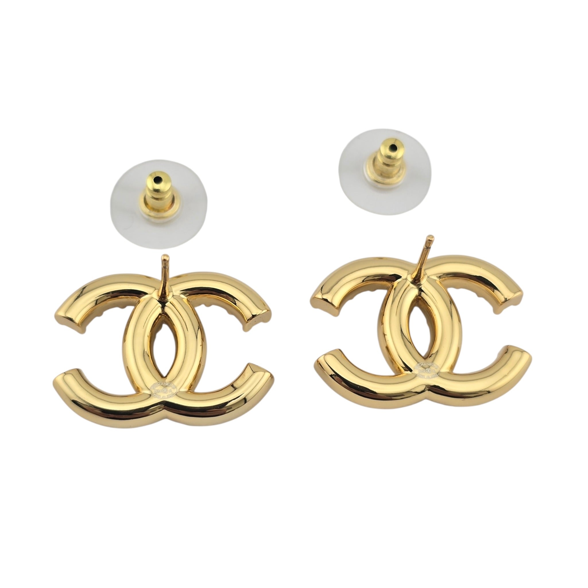 Chanel CC Gold Faux Pearl Crystal Earrings 2024 CHANEL