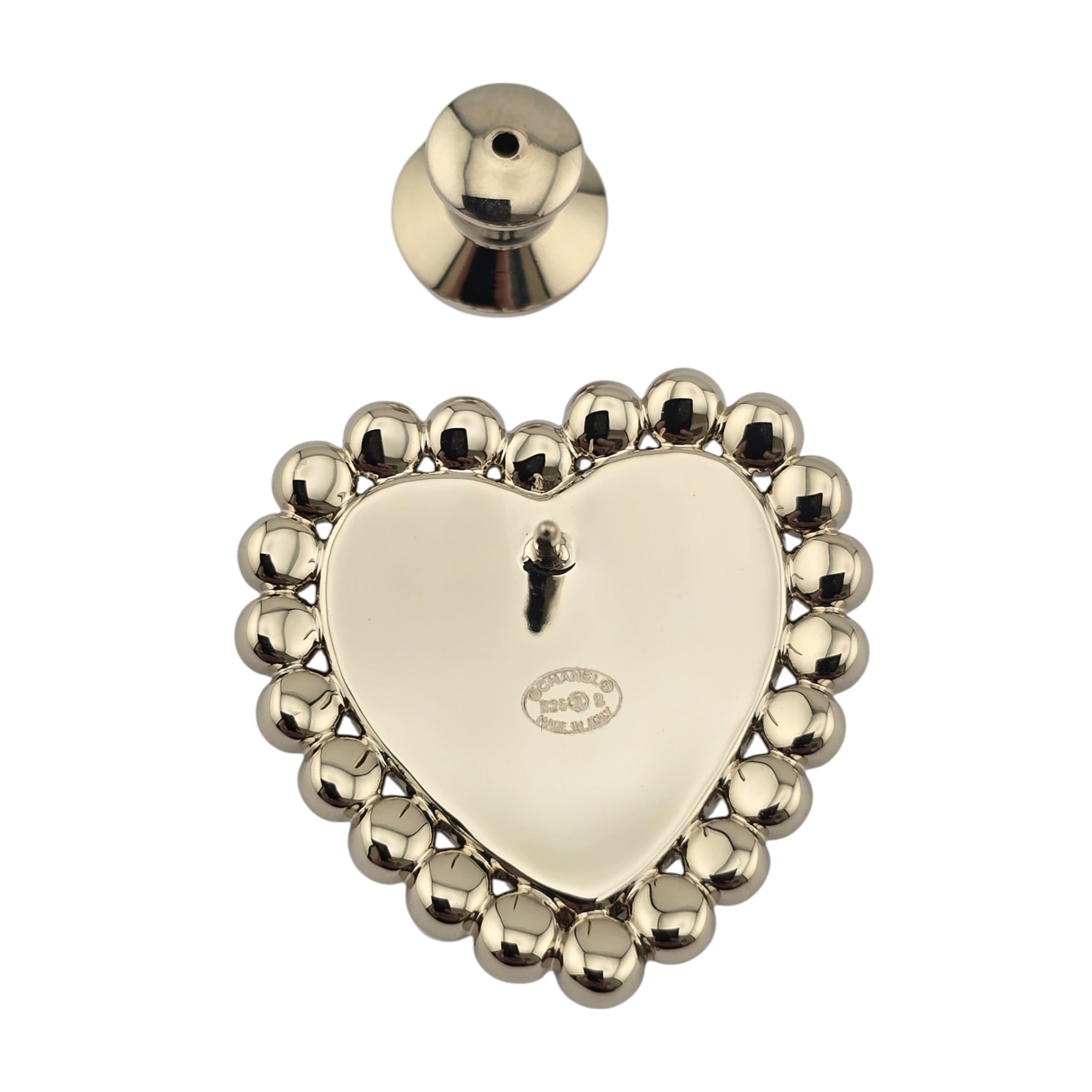 Chanel CC Black Gold Heart Faux Pearl Pin Brooch 2025 CHANEL