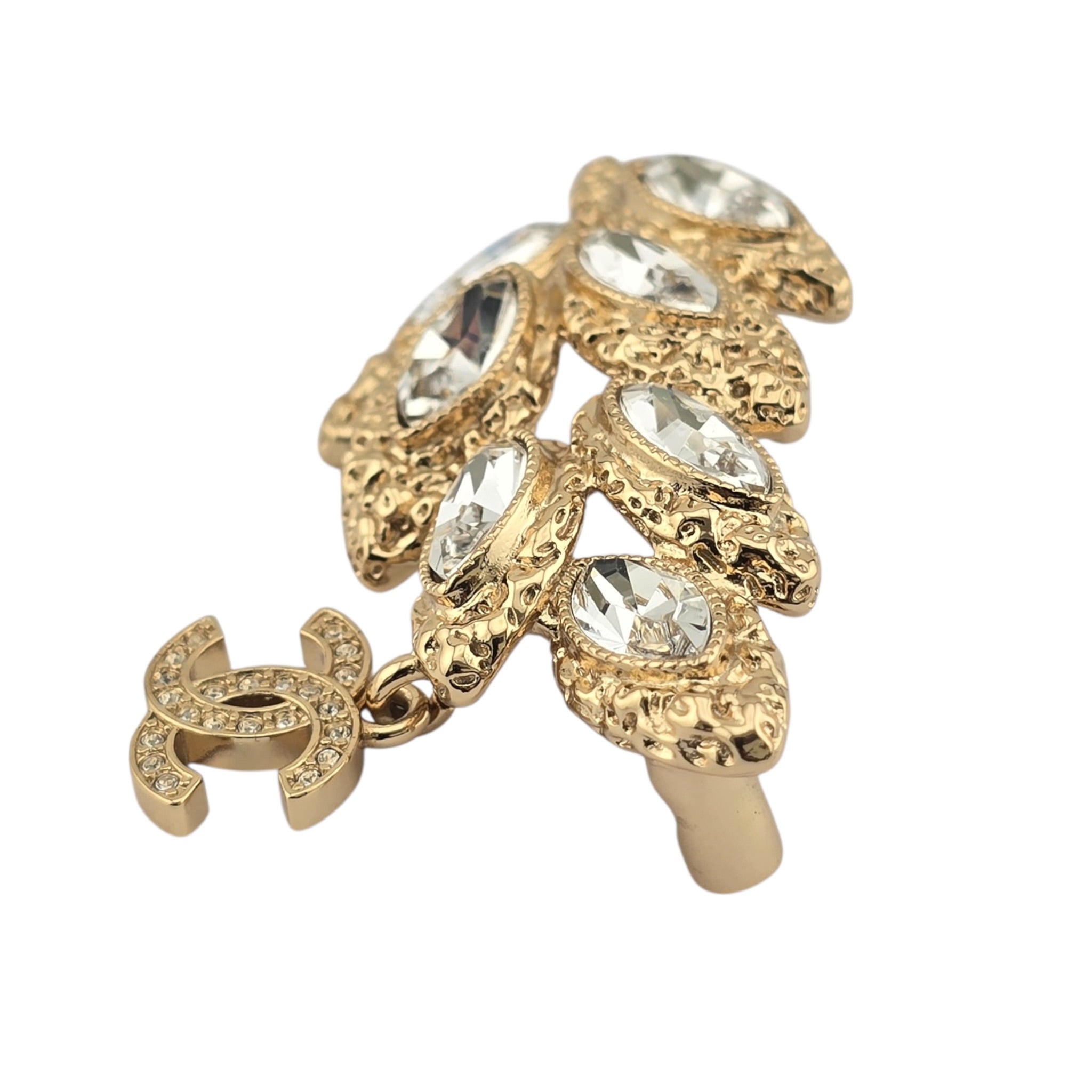 Chanel CC Gold Crystal Leaf Brooch 2025 CHANEL