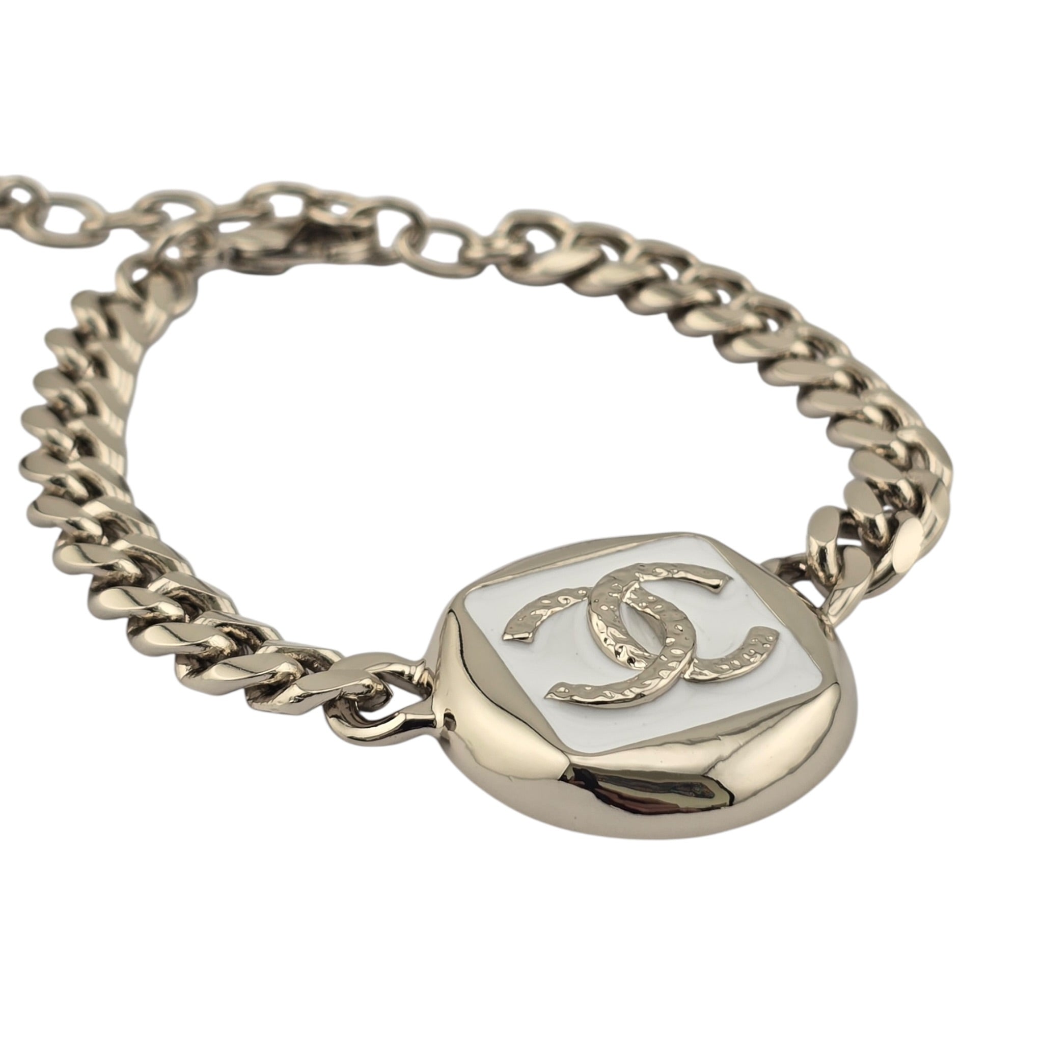 Chanel CC Gold White Enamel Bracelet 2025 CHANEL