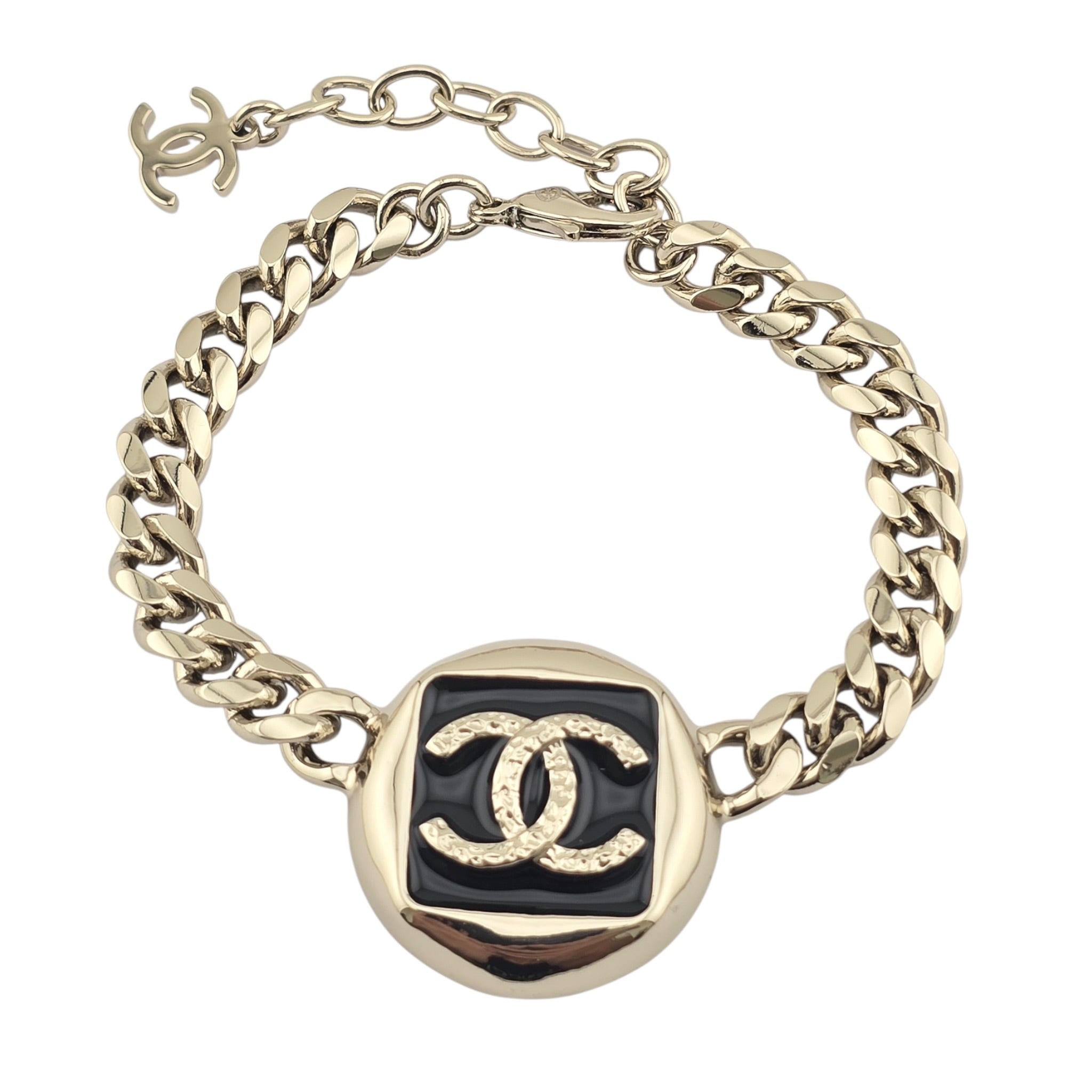 Chanel CC Gold Black Enamel Bracelet 2025 CHANEL