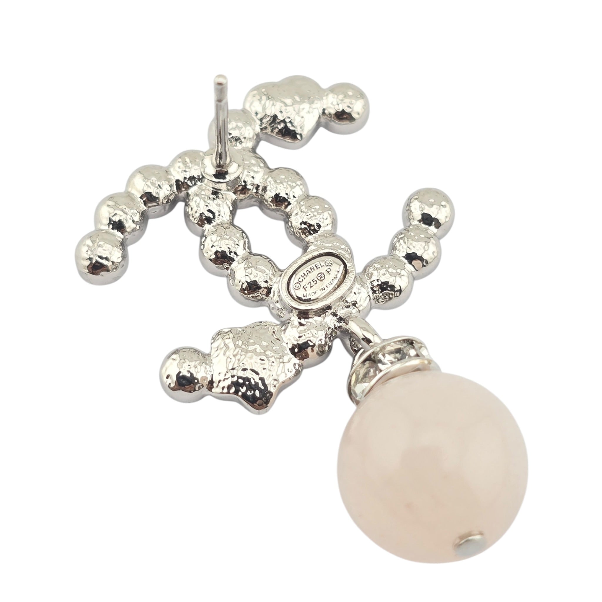 Chanel CC Gold Drop Crystal Faux Pink Pearl Earrings 2025 CHANEL