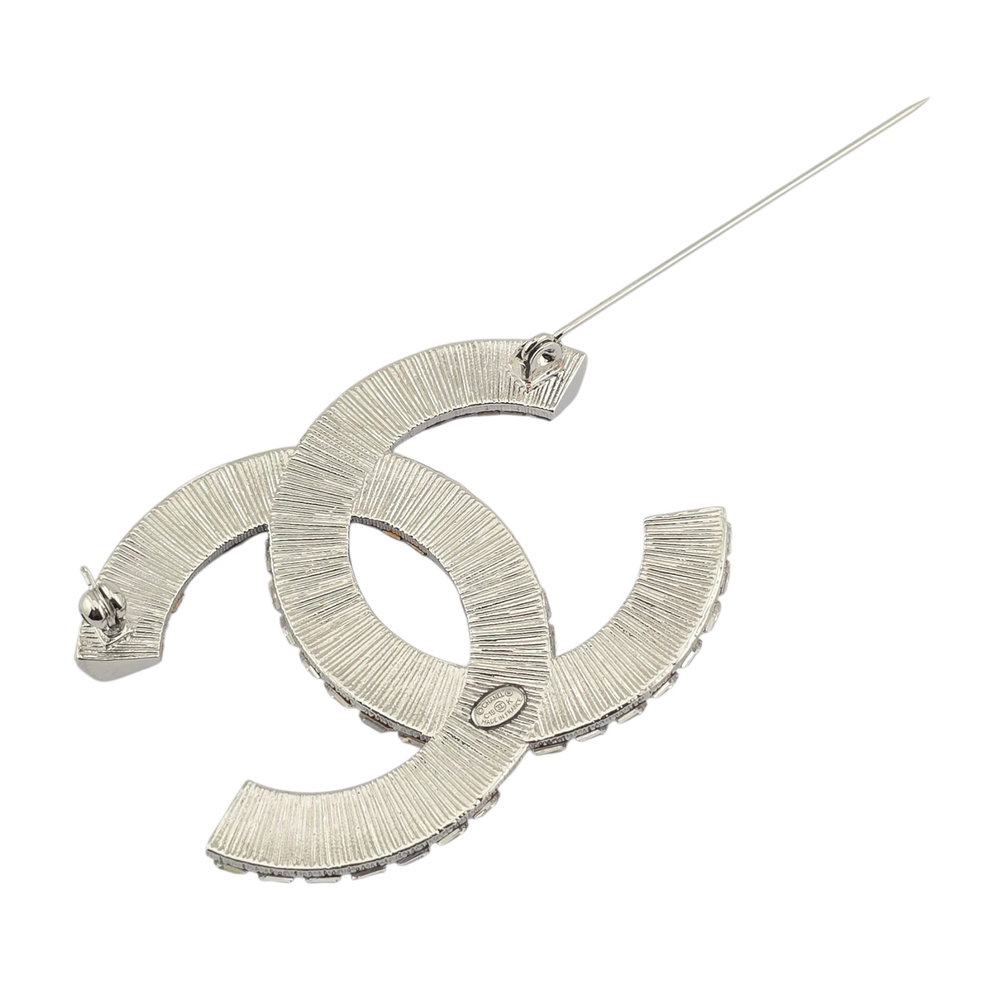 Chanel CC Silver Crystals Brooch 2017 CHANEL