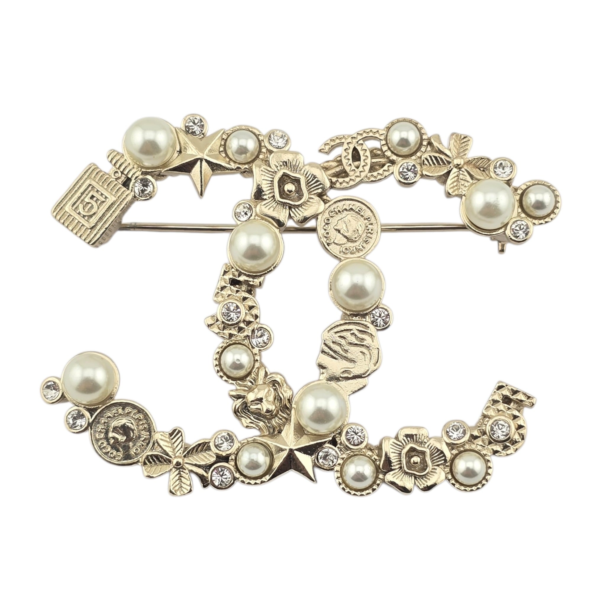 Chanel CC Faux Pearl Gold Brooch 2020 CHANEL