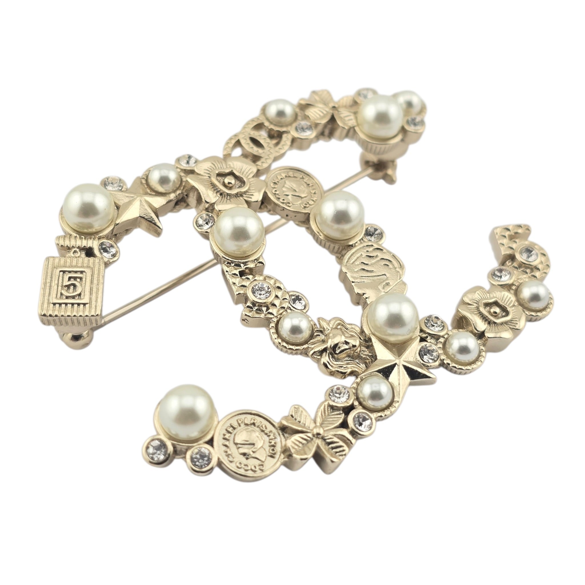 Chanel CC Faux Pearl Gold Brooch 2020 CHANEL