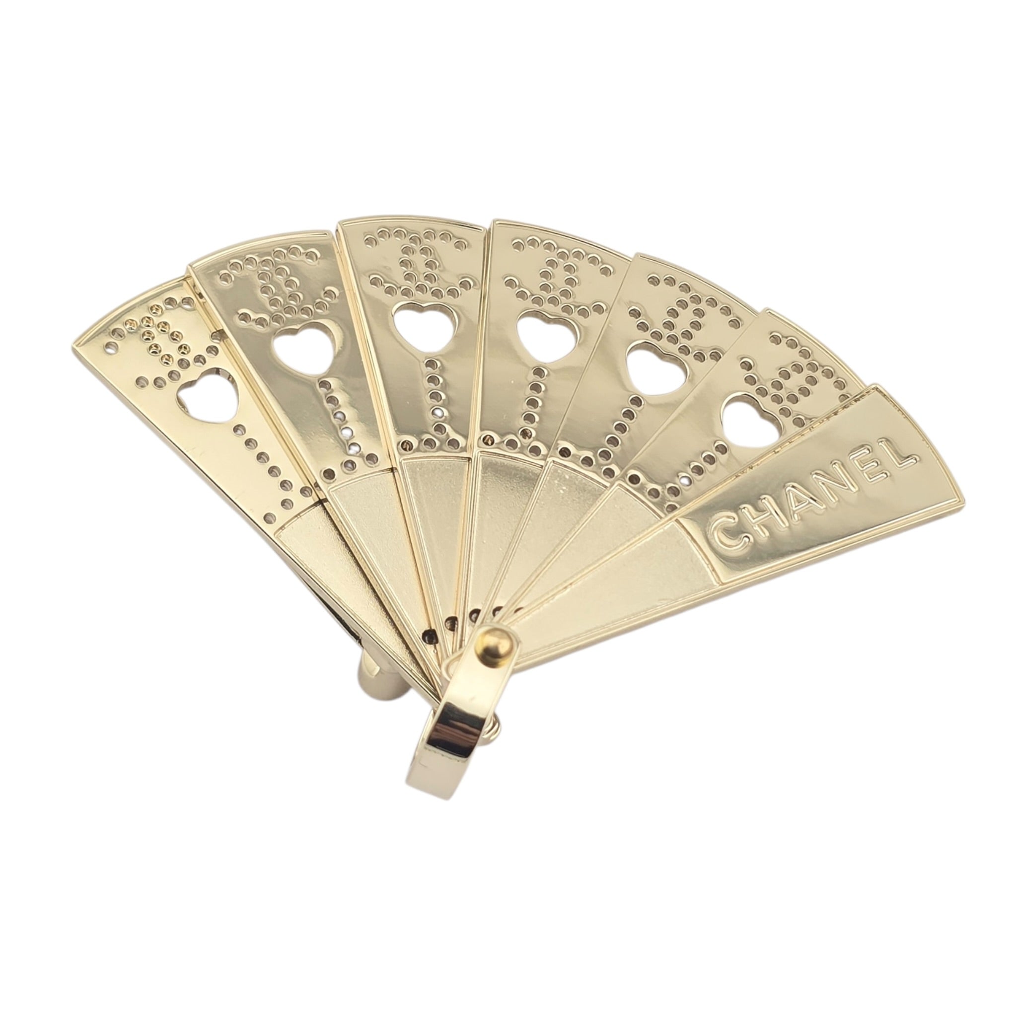 Chanel CC Gold Folding Fan Brooch 2025 CHANEL