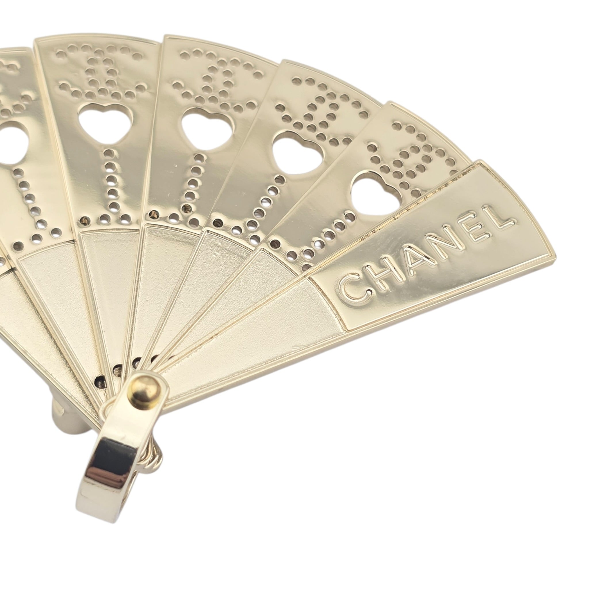 Chanel CC Gold Folding Fan Brooch 2025 CHANEL