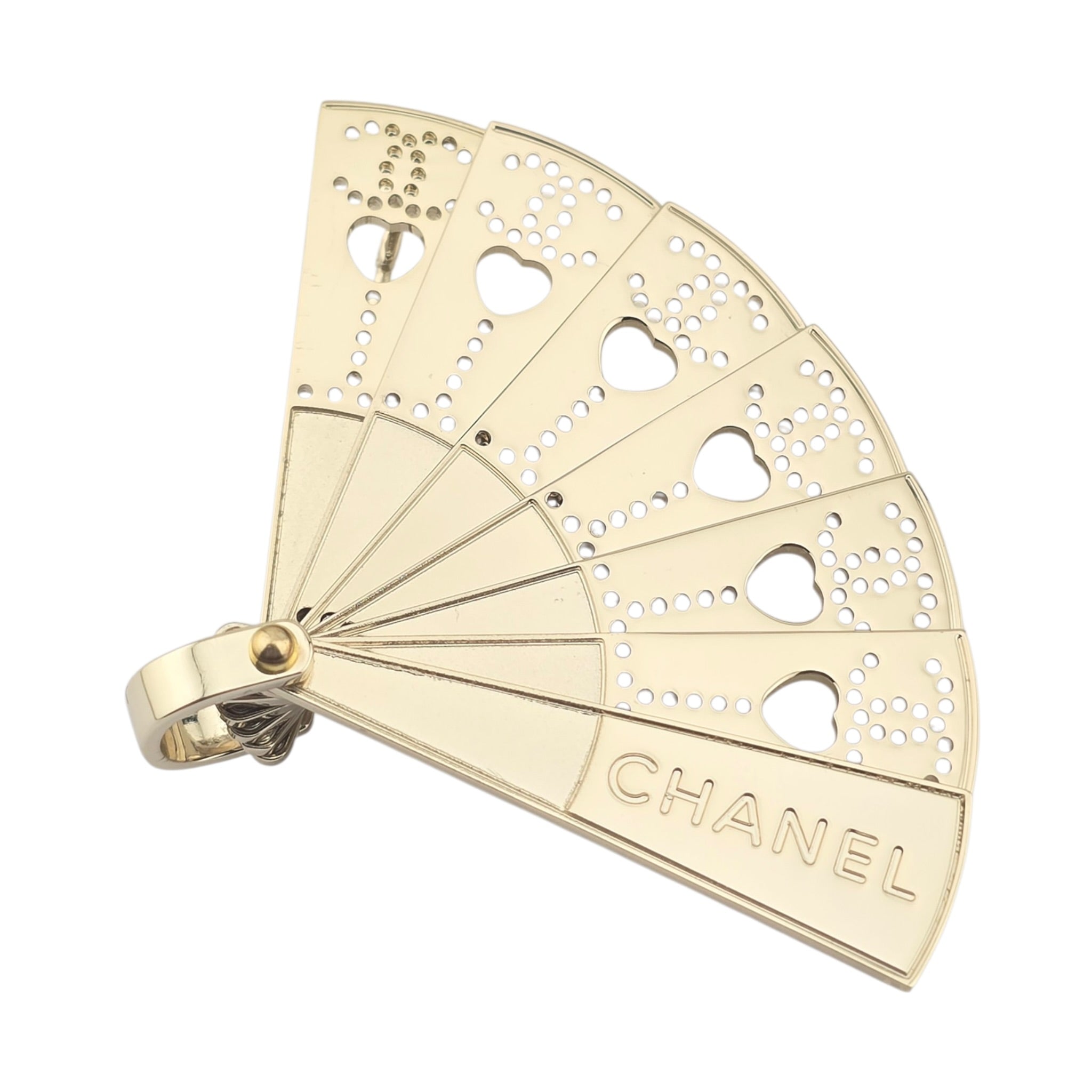 Chanel CC Gold Folding Fan Brooch 2025 CHANEL