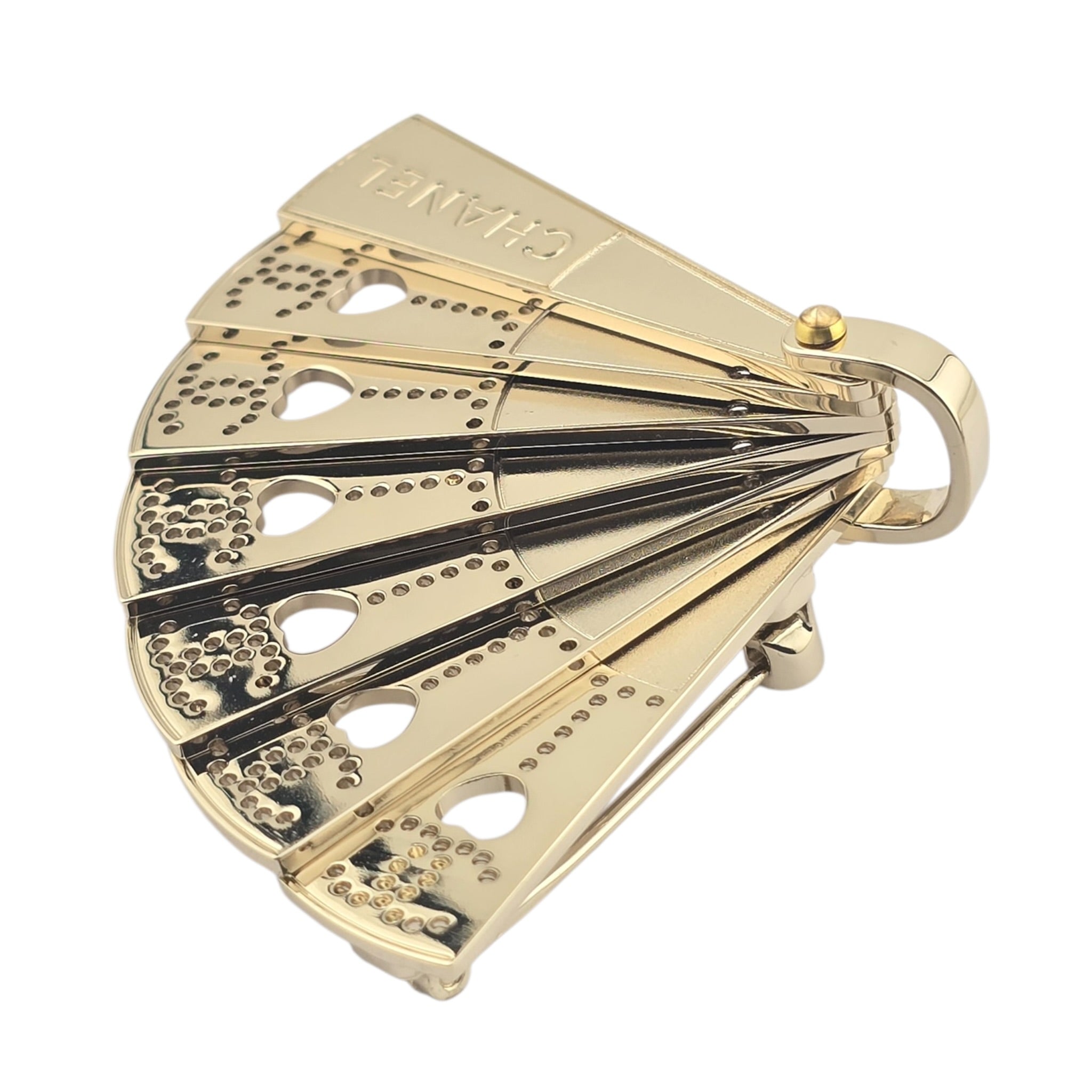 Chanel CC Gold Folding Fan Brooch 2025 CHANEL