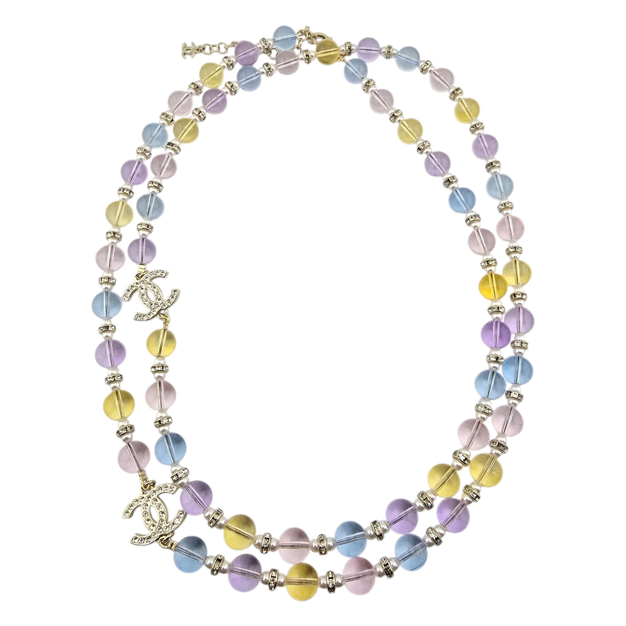 Chanel CC Multicoloured Glass Pearl Long Necklace 2026 CHANEL