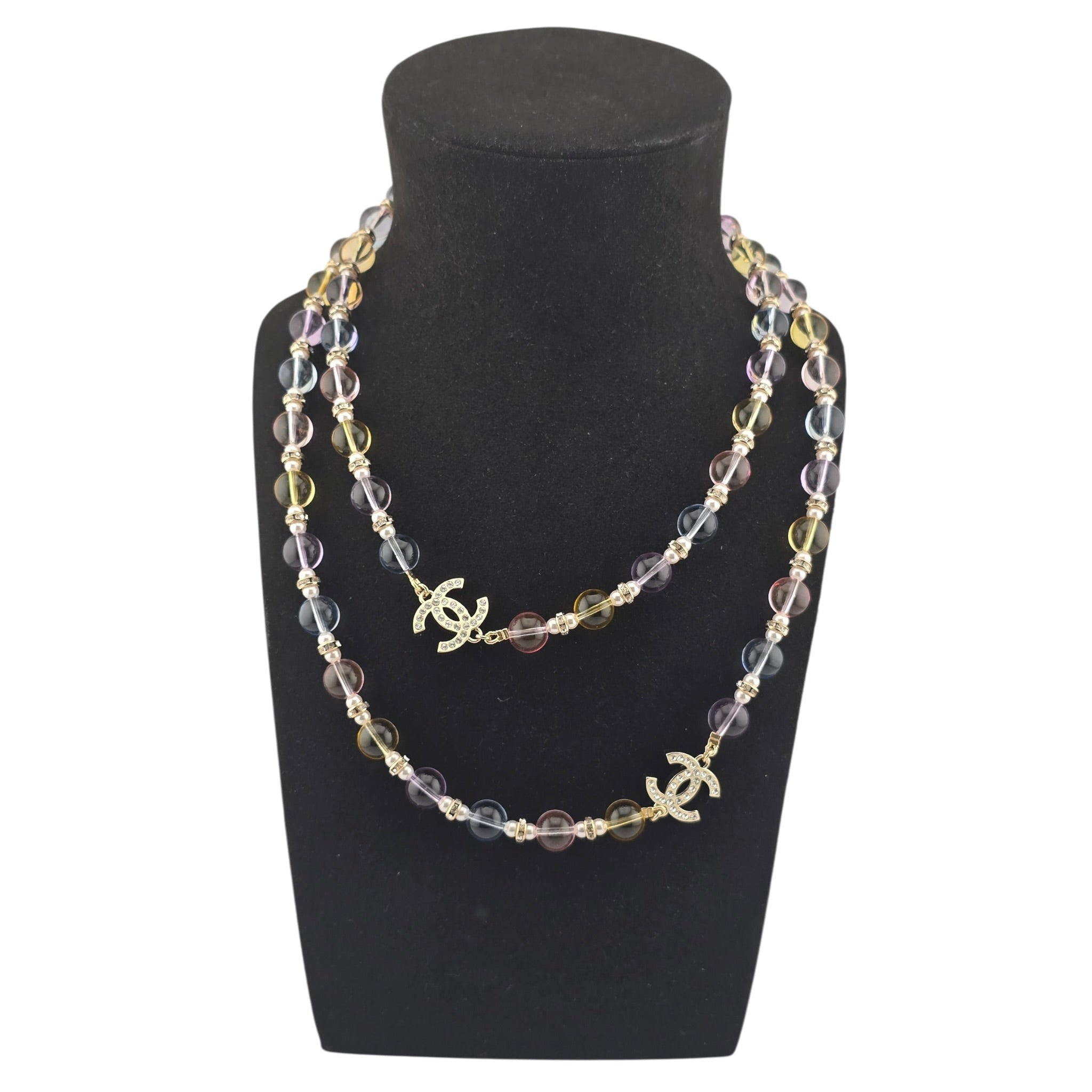 Chanel CC Multicoloured Glass Pearl Long Necklace 2026 CHANEL