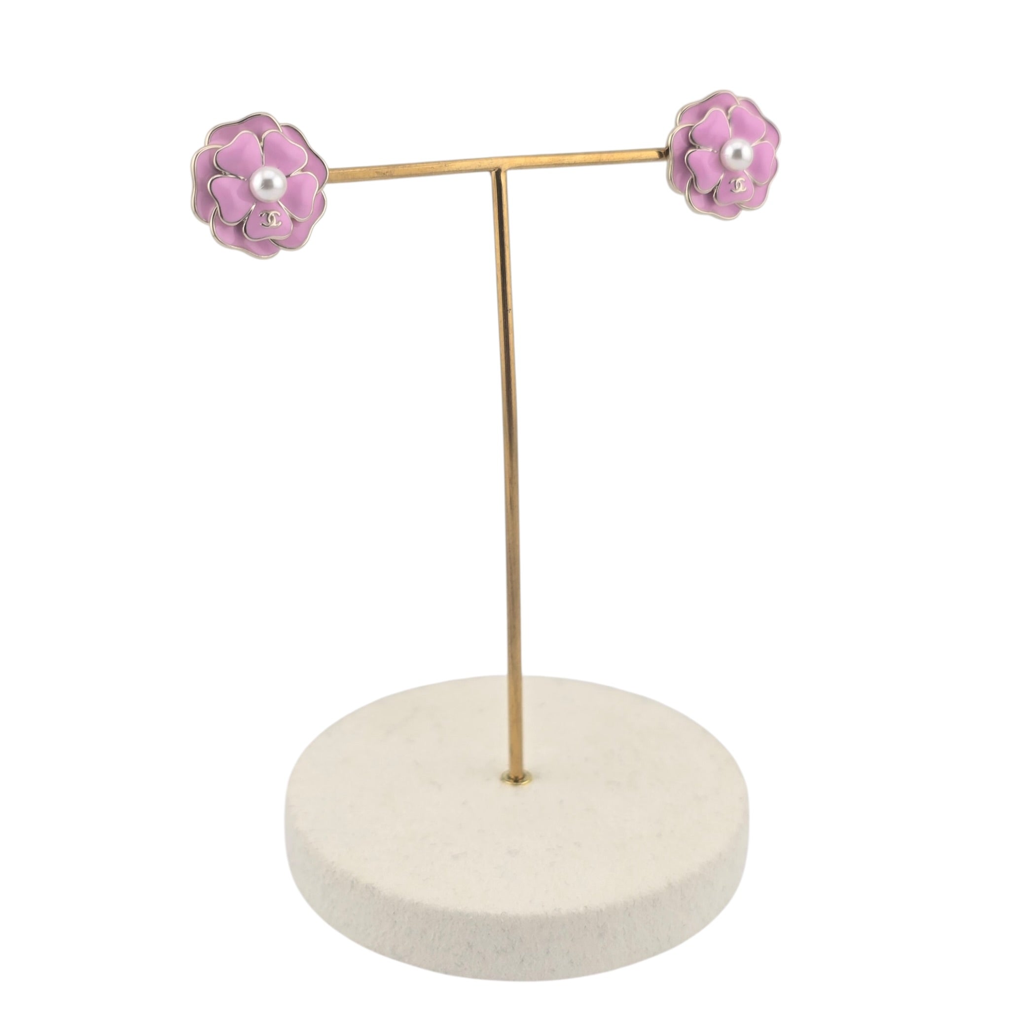 Chanel CC Pink Enamel Camellia Earrings 2025 CHANEL