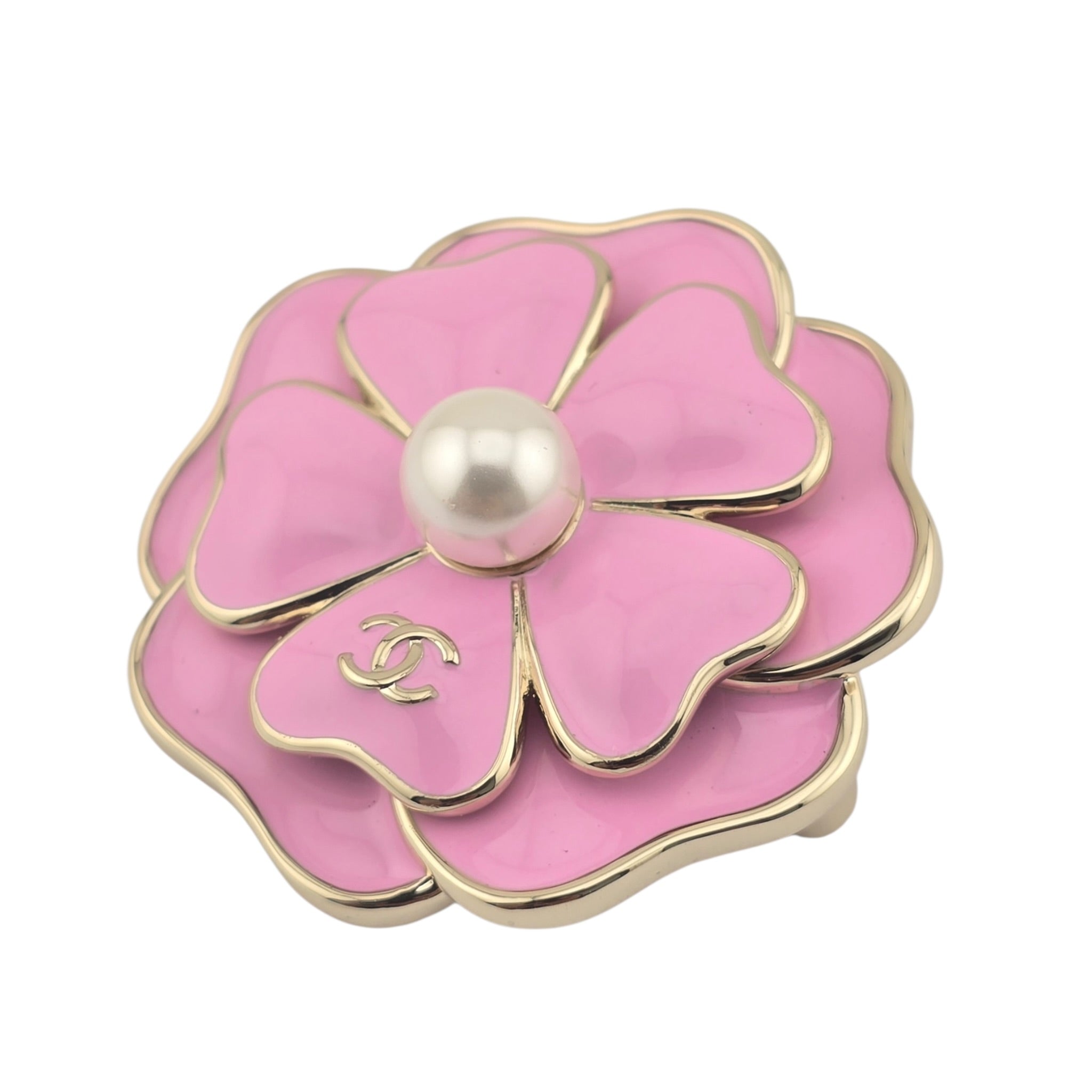 Chanel CC Pink Enamel Camellia Brooch 2025 CHANEL