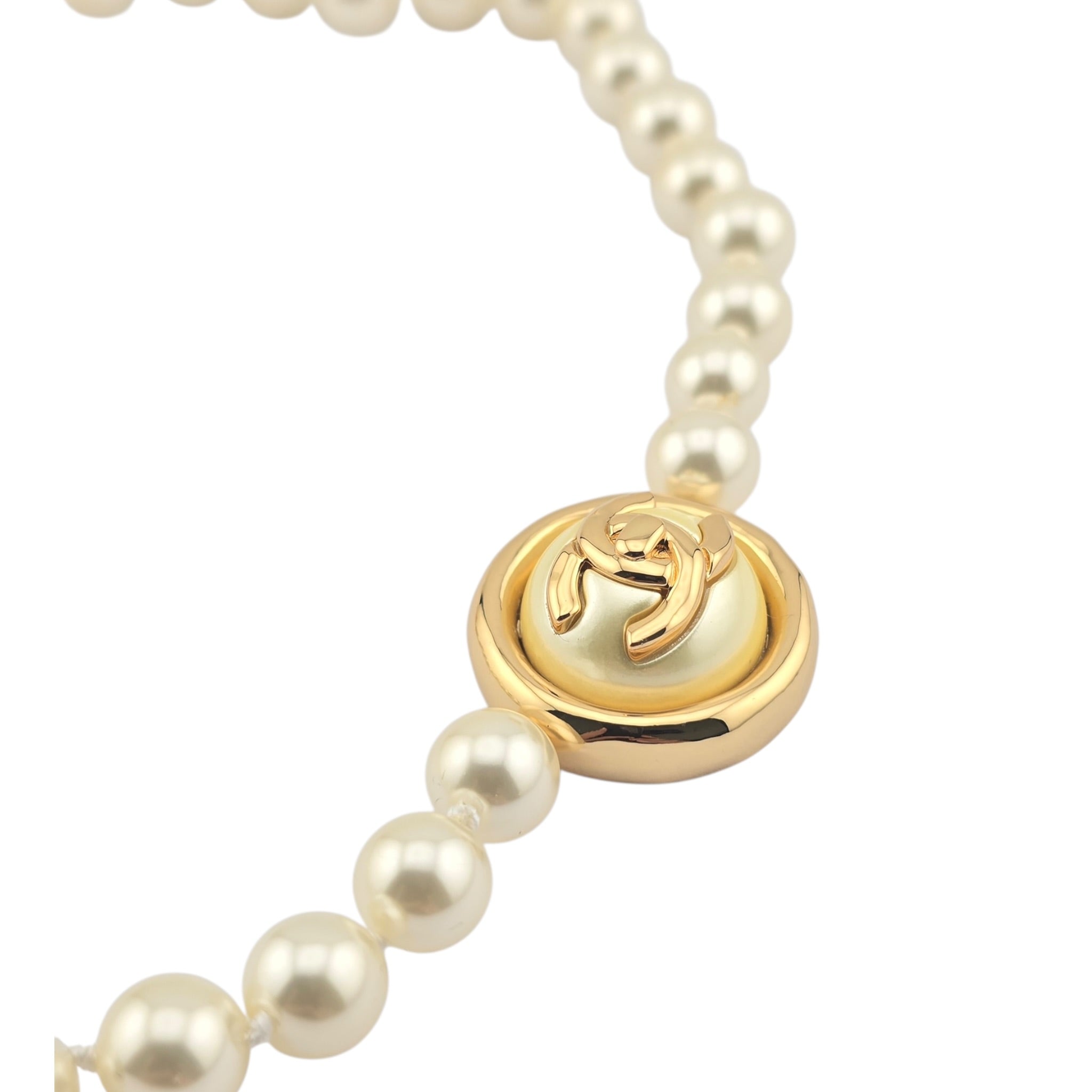 Chanel CC Faux Pearl Gold Pendant Choker 2024 CHANEL
