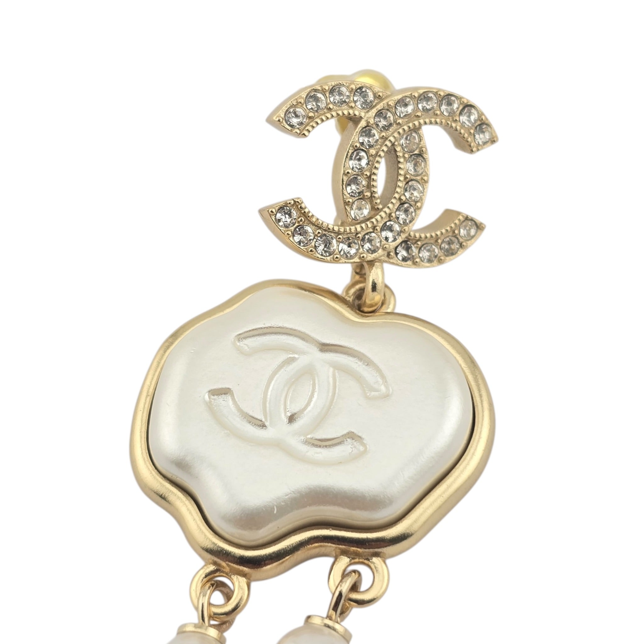 Chanel CC Drop White Crystal Resin Earrings 2025 CHANEL