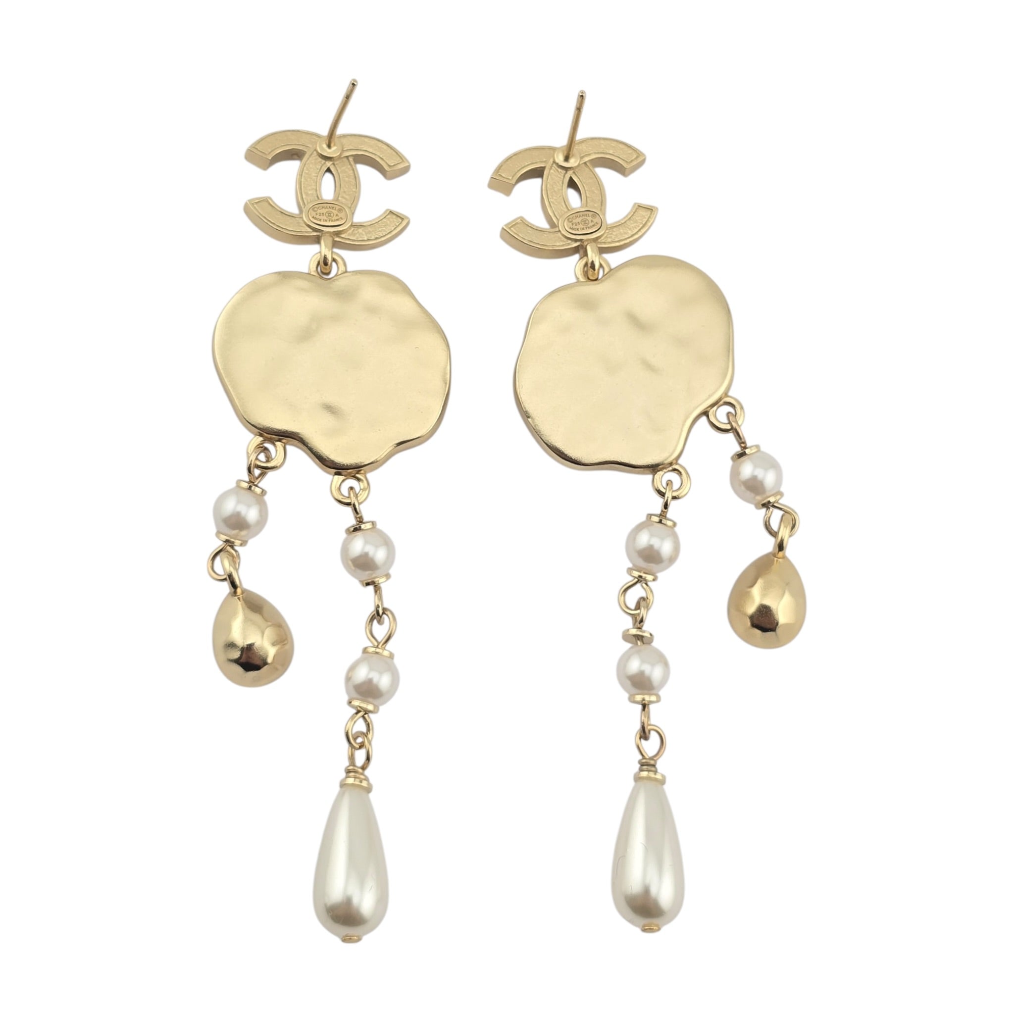 Chanel CC Drop White Crystal Resin Earrings 2025 CHANEL
