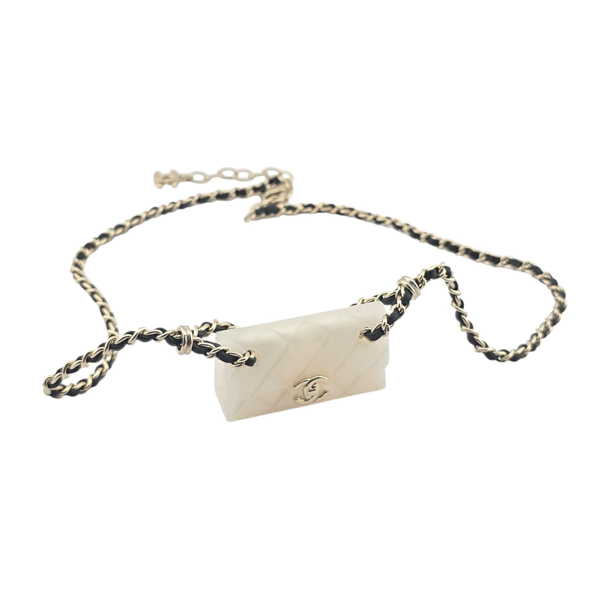 Chanel CC Matelasse Resin White Bag Necklace 2023 CHANEL