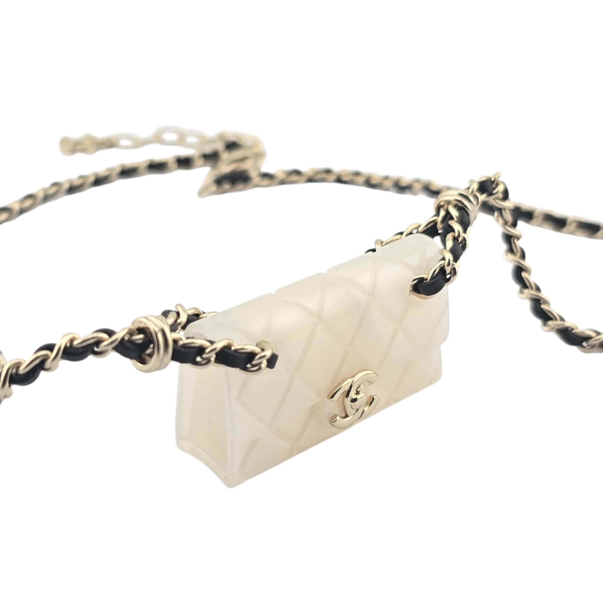 Chanel CC Matelasse Resin White Bag Necklace 2023 CHANEL