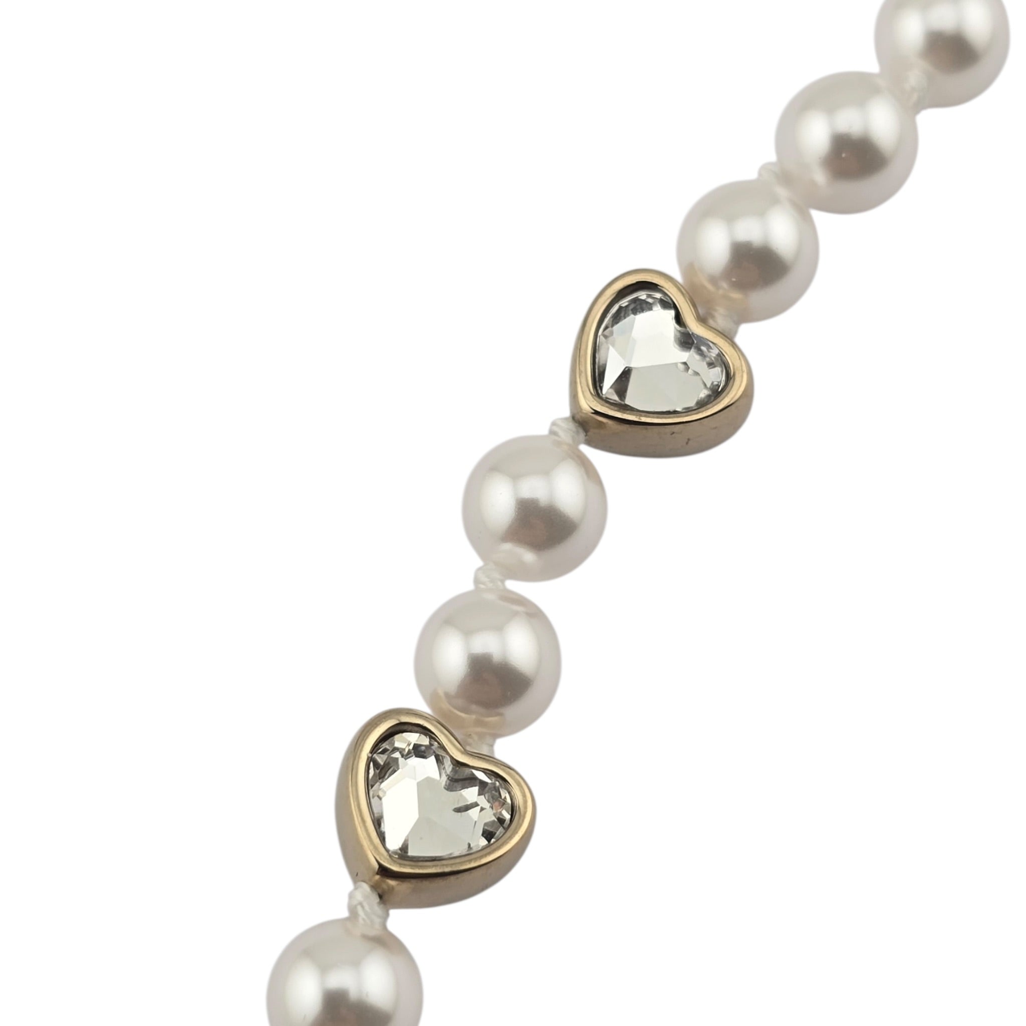 Chanel CC Faux Pearl Crystal Heart Necklace 2025 CHANEL