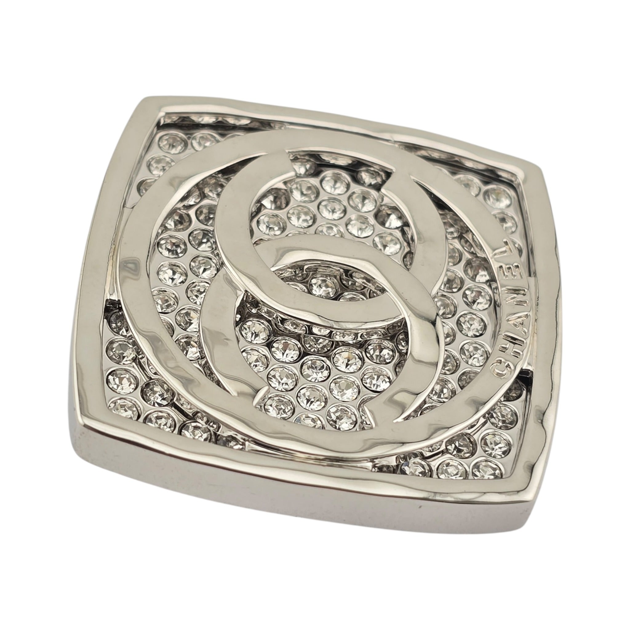 Chanel CC Square Silver Crystal Brooch 2025 CHANEL