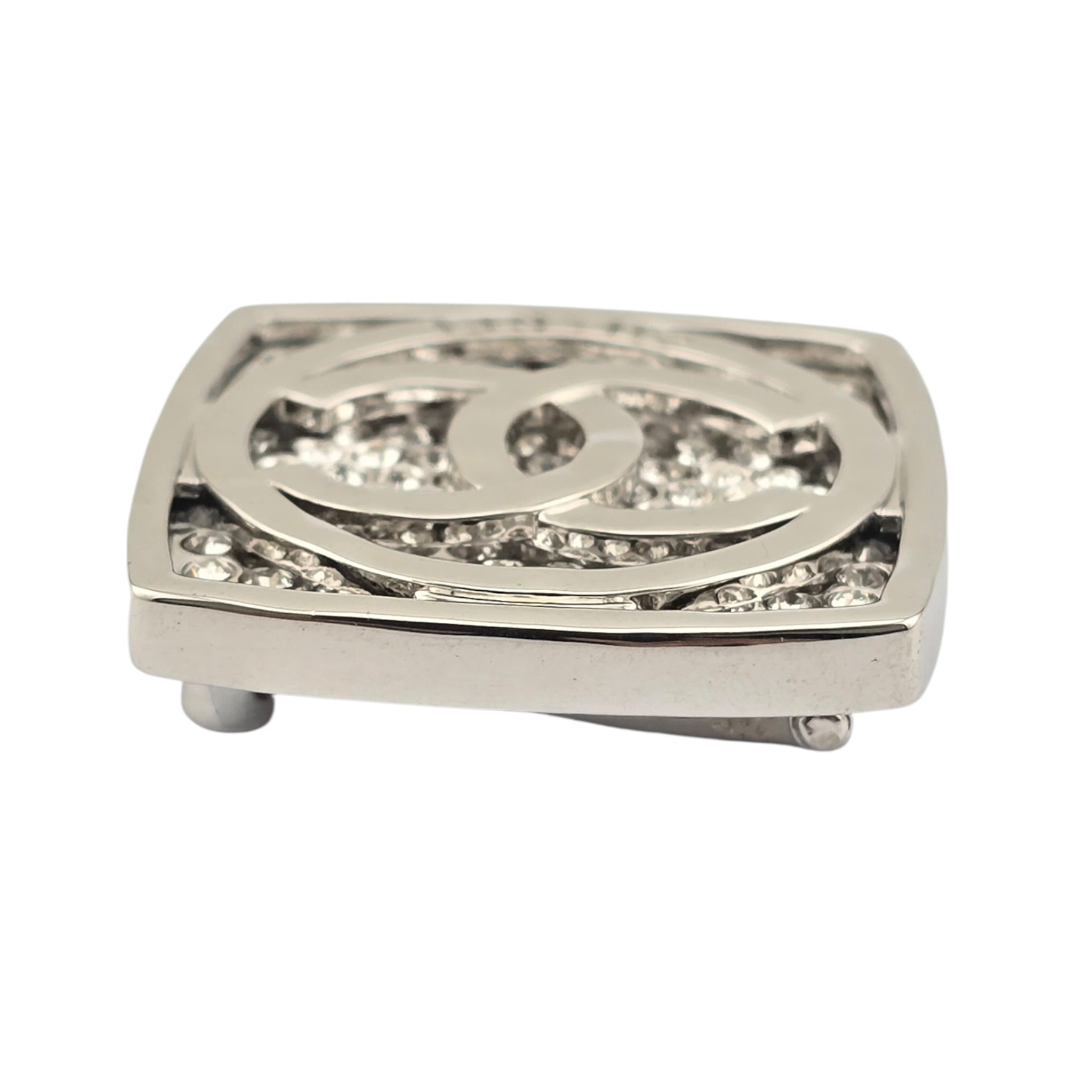Chanel CC Square Silver Crystal Brooch 2025 CHANEL