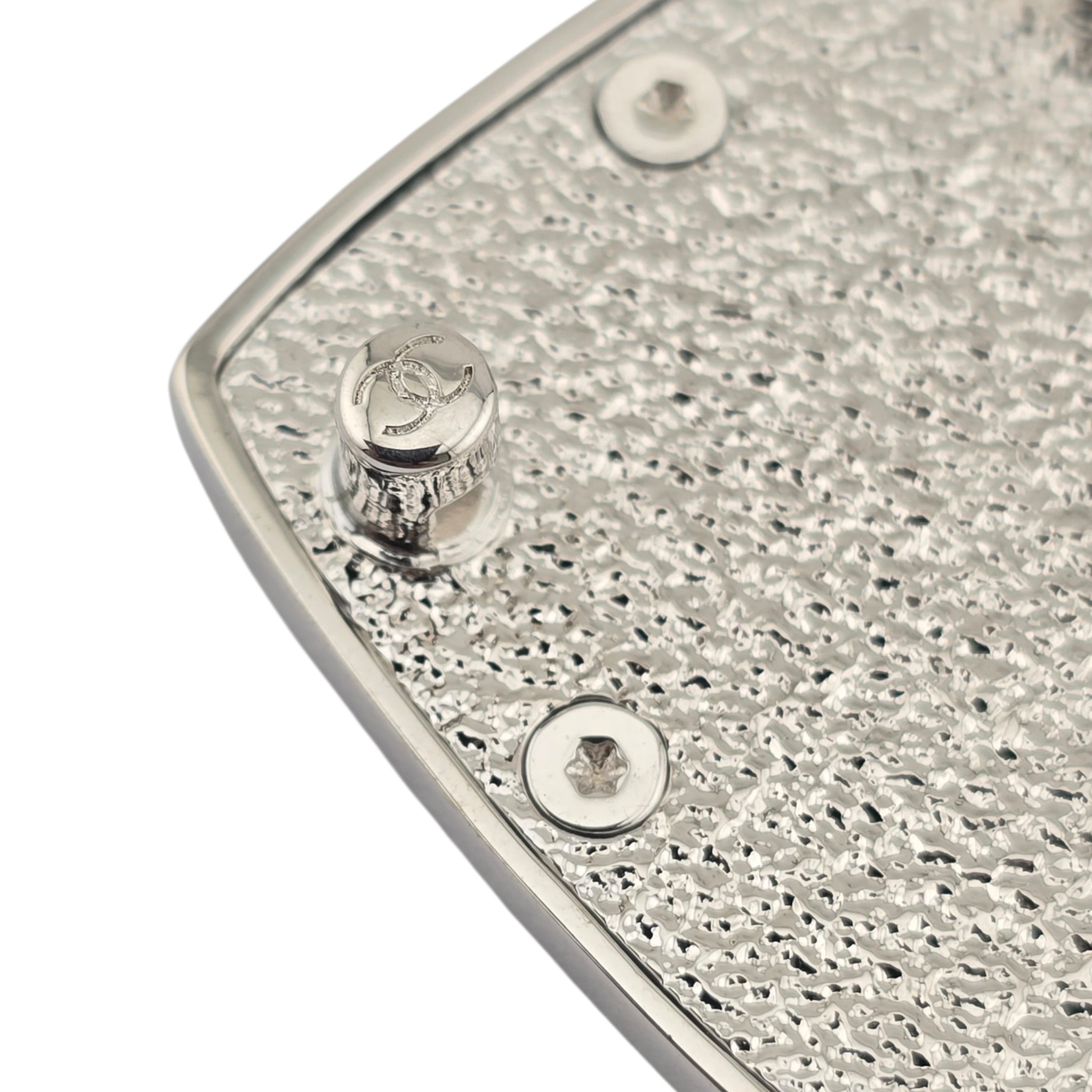 Chanel CC Square Silver Crystal Brooch 2025 CHANEL