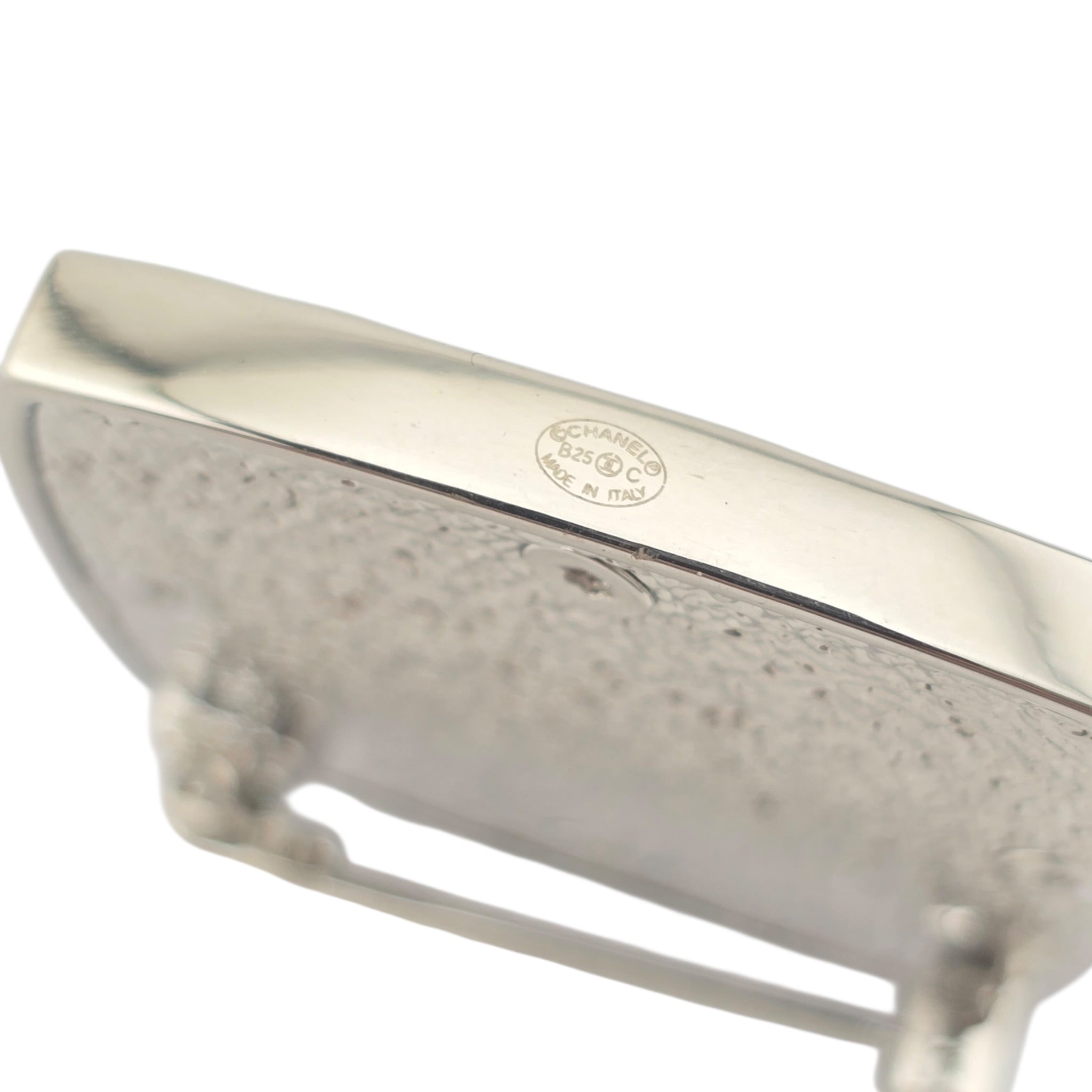 Chanel CC Square Silver Crystal Brooch 2025 CHANEL