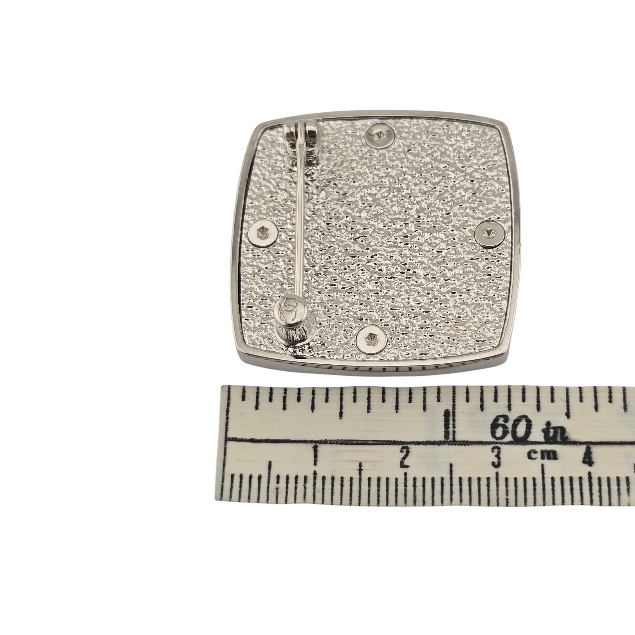 Chanel CC Square Silver Crystal Brooch 2025 CHANEL