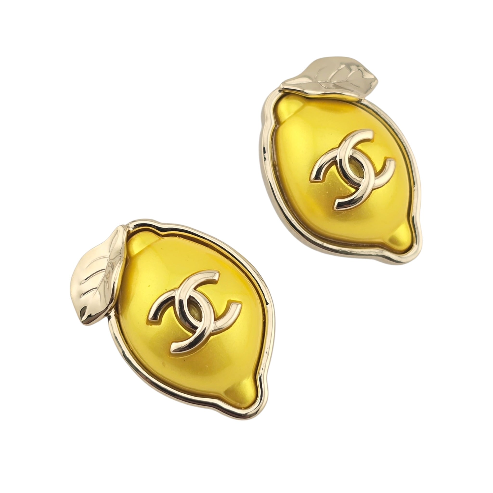 Chanel CC Lemom Stud Enamel Earrings 2026 CHANEL