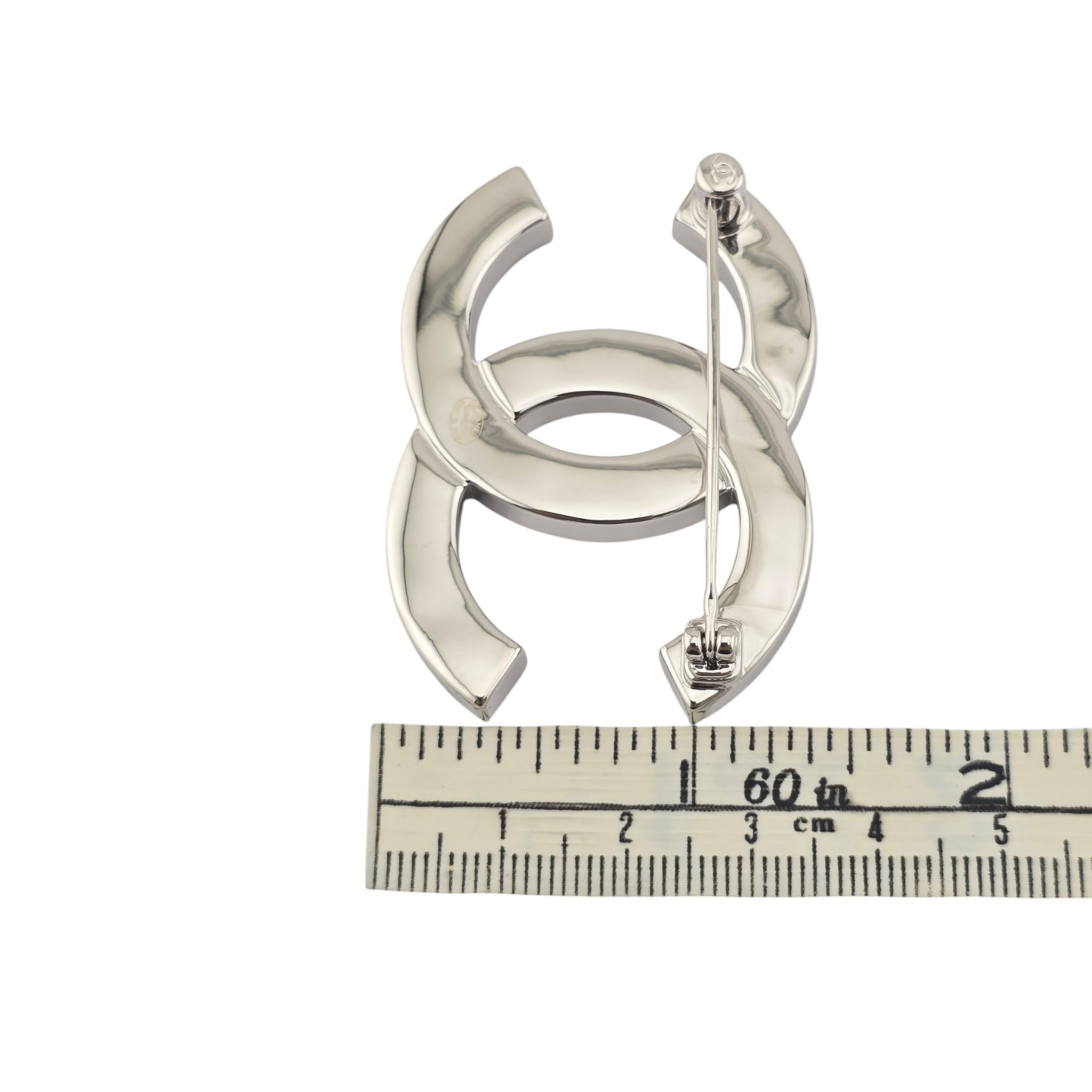 Chanel CC White Crystal Black Enamel Brooch 2025 CHANEL