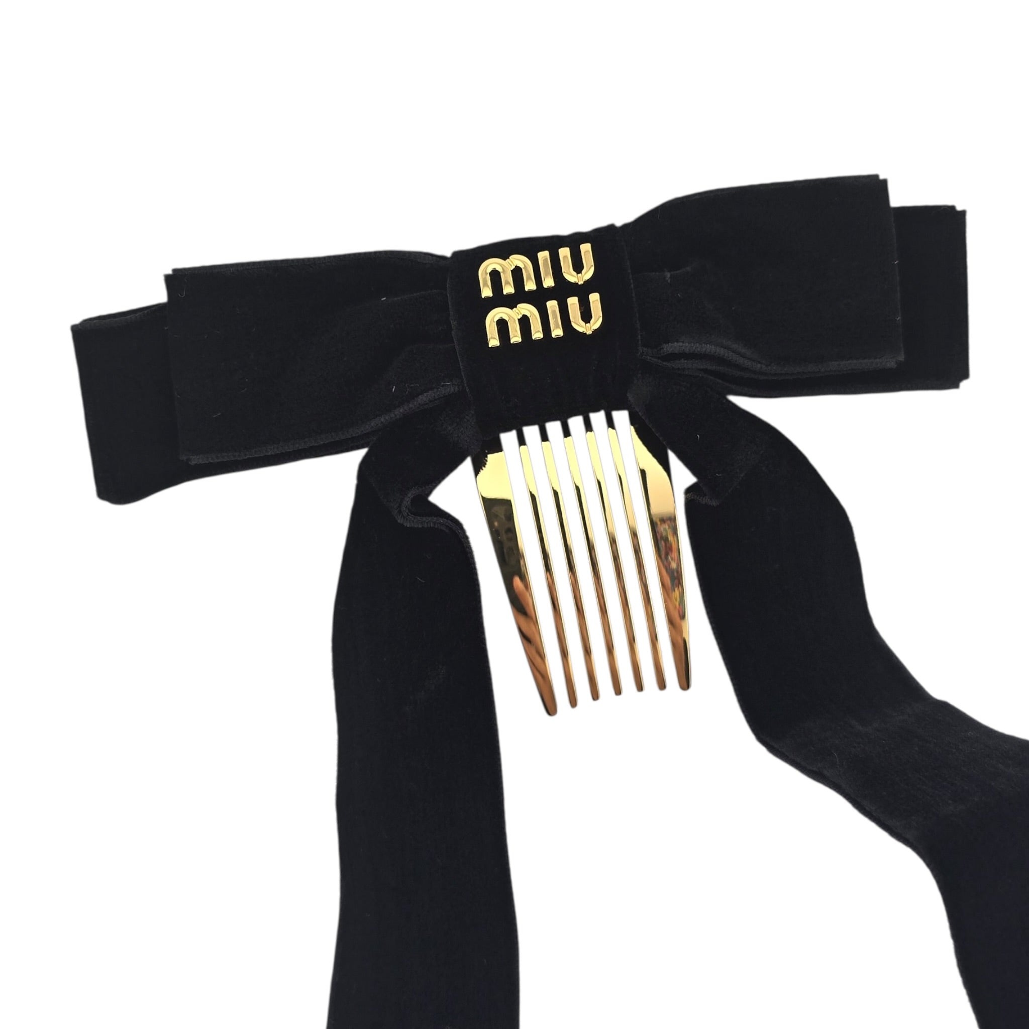 Miu Miu Velvet Hair Clip Black MIU MIU