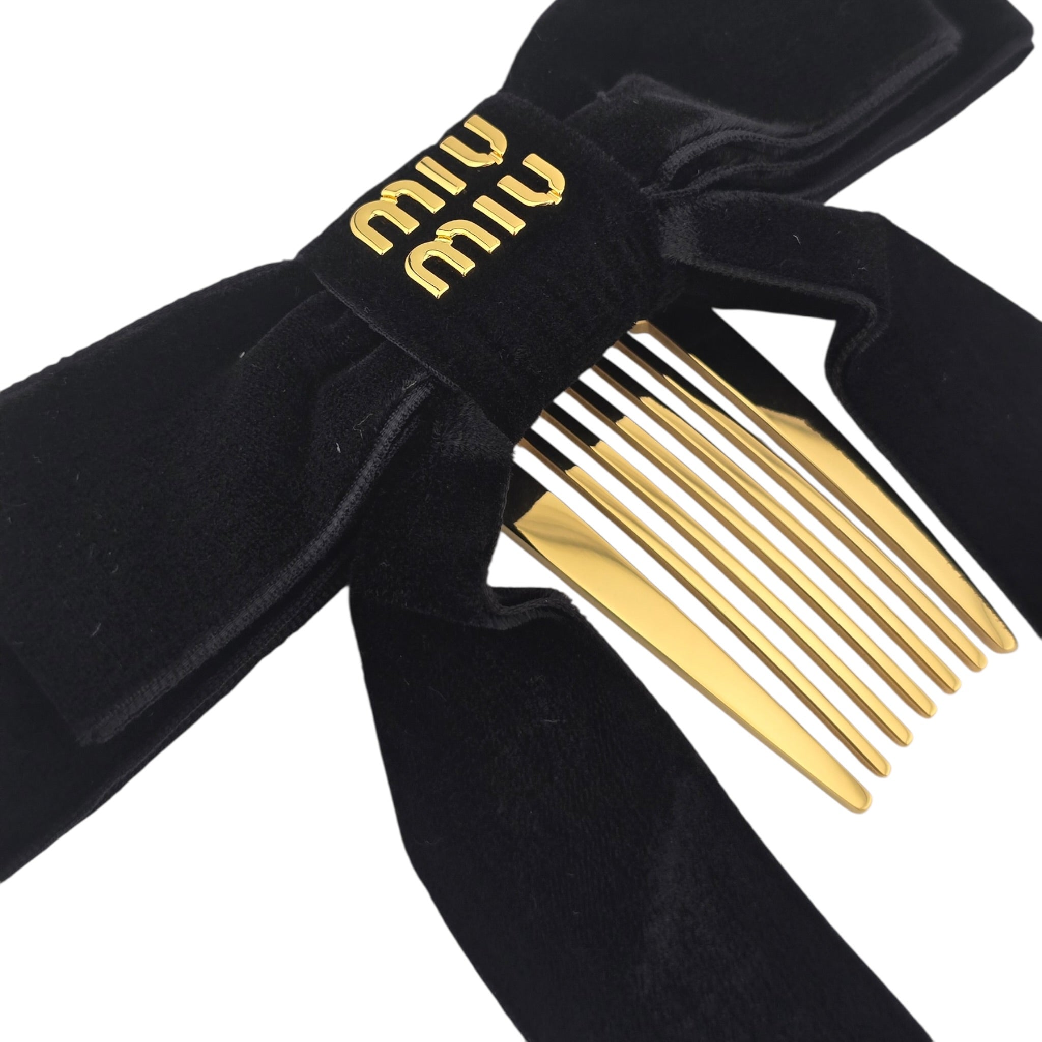 Miu Miu Velvet Hair Clip Black MIU MIU