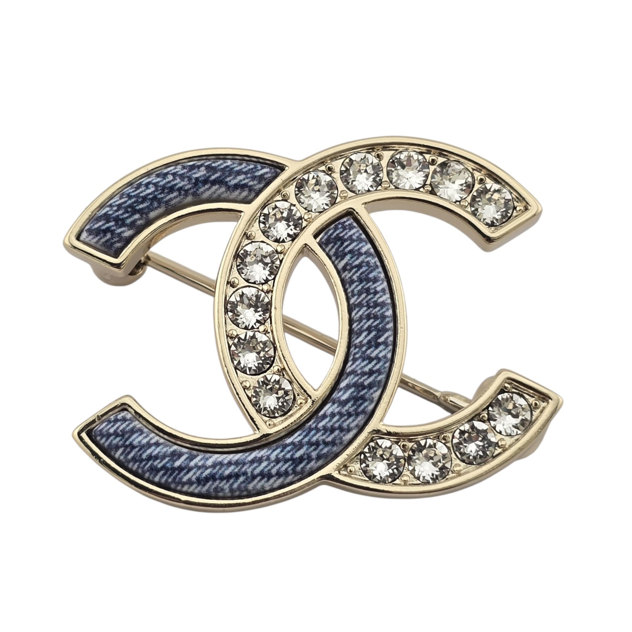 Chanel CC Enamel Crystal Denim Brooch 2026 CHANEL