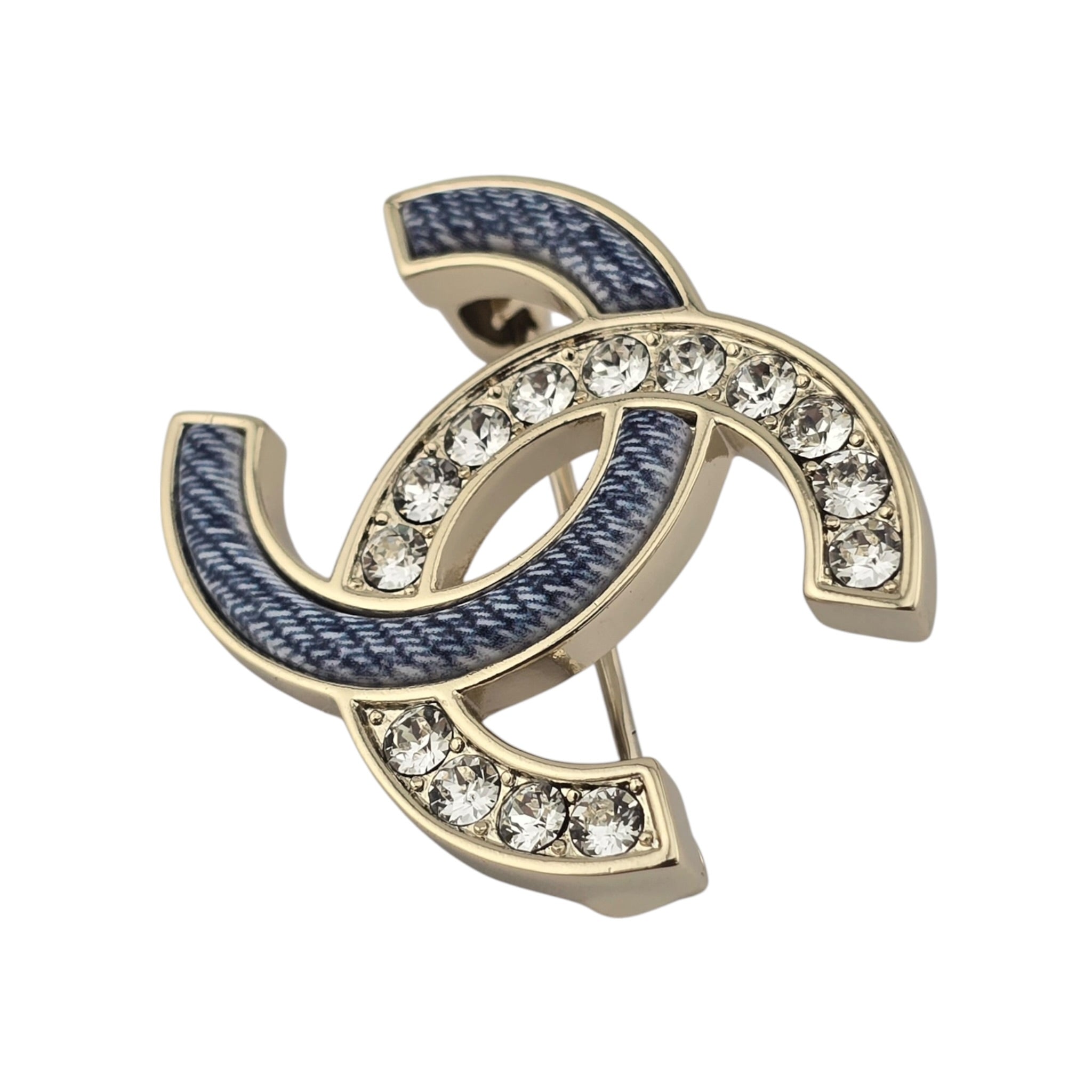 Chanel CC Enamel Crystal Denim Brooch 2026 CHANEL