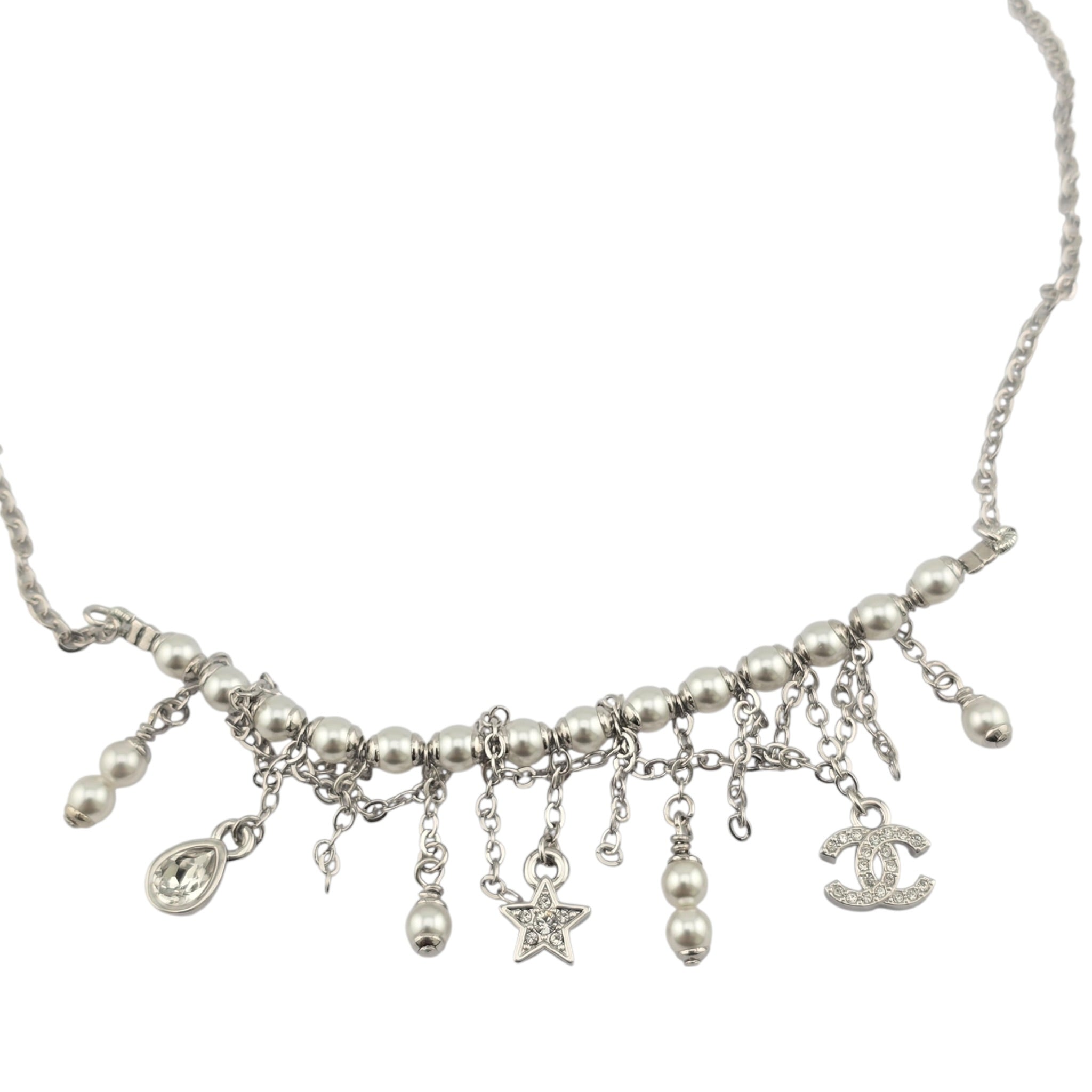 Chanel CC Faux Pearl Silver Necklace 2025 CHANEL