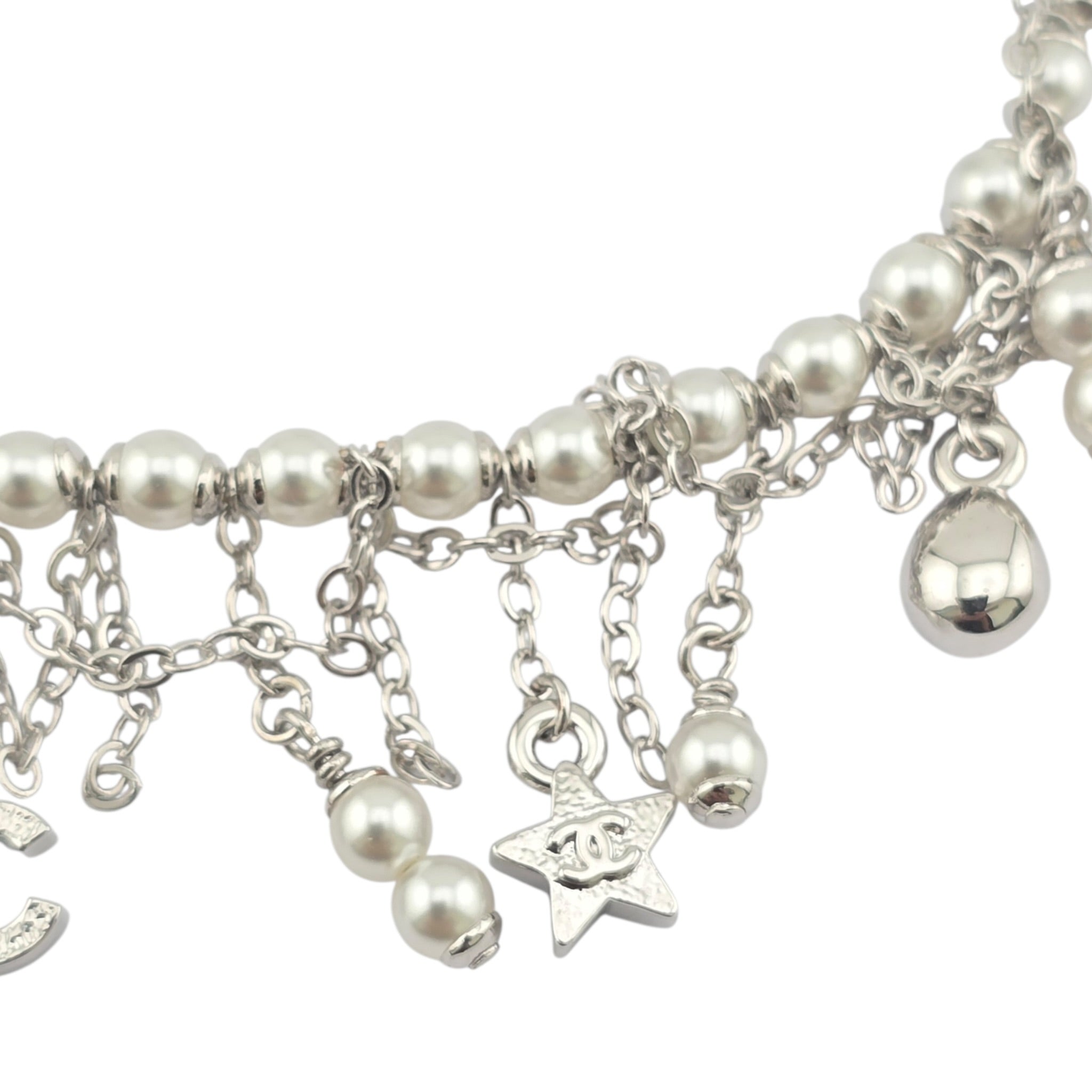Chanel CC Faux Pearl Silver Necklace 2025 CHANEL