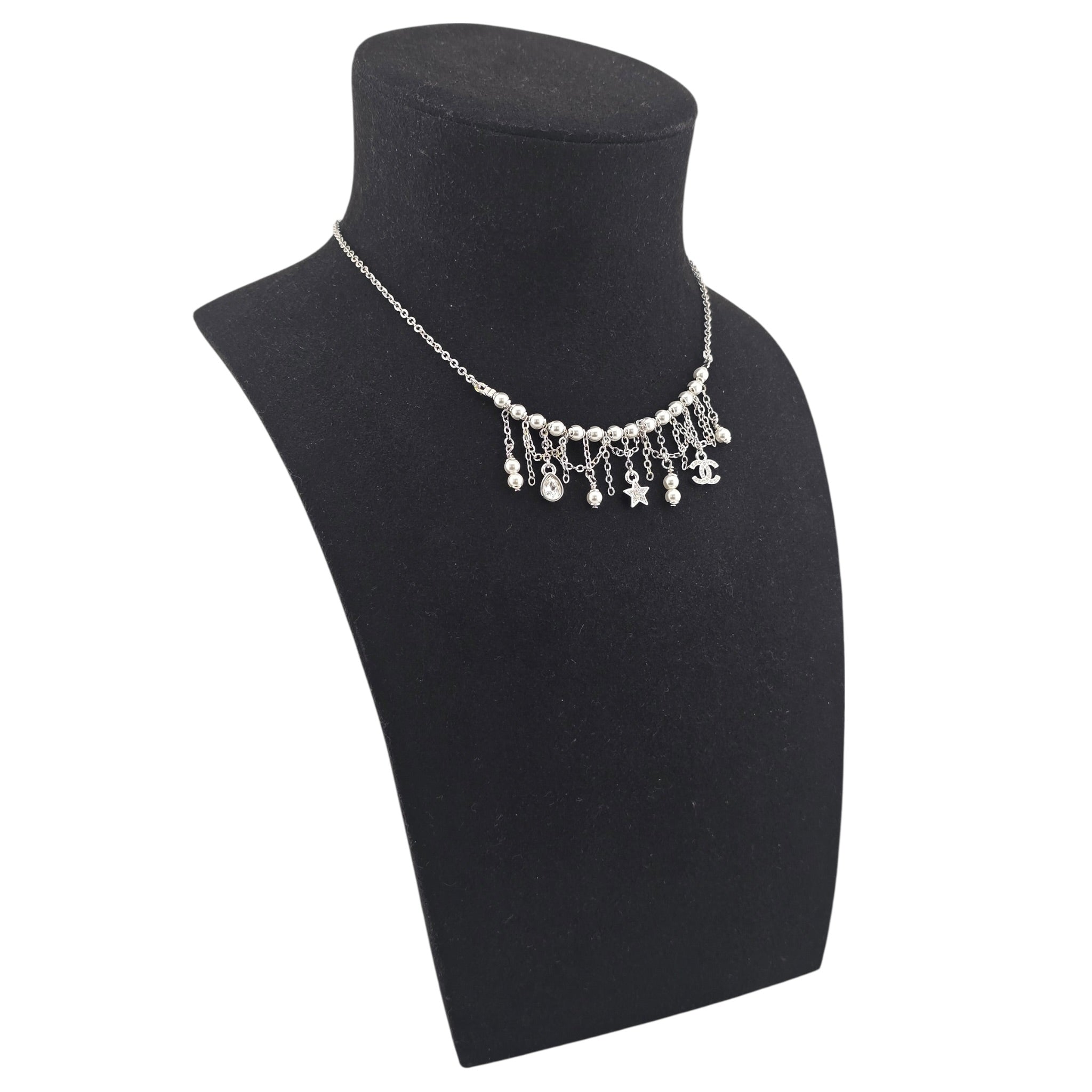 Chanel CC Faux Pearl Silver Necklace 2025 CHANEL