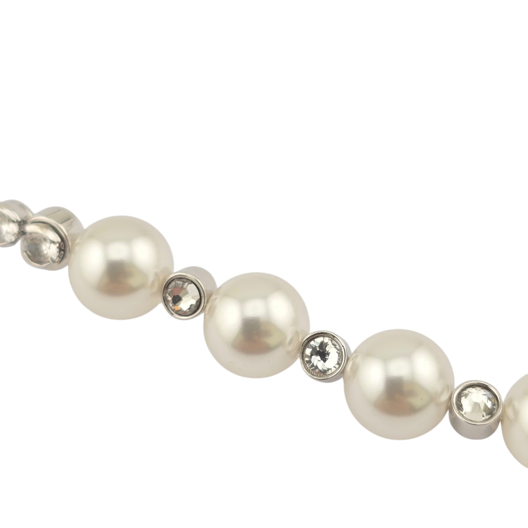 Chanel CC Silver Faux Pearl Crystal Necklace 2025 CHANEL
