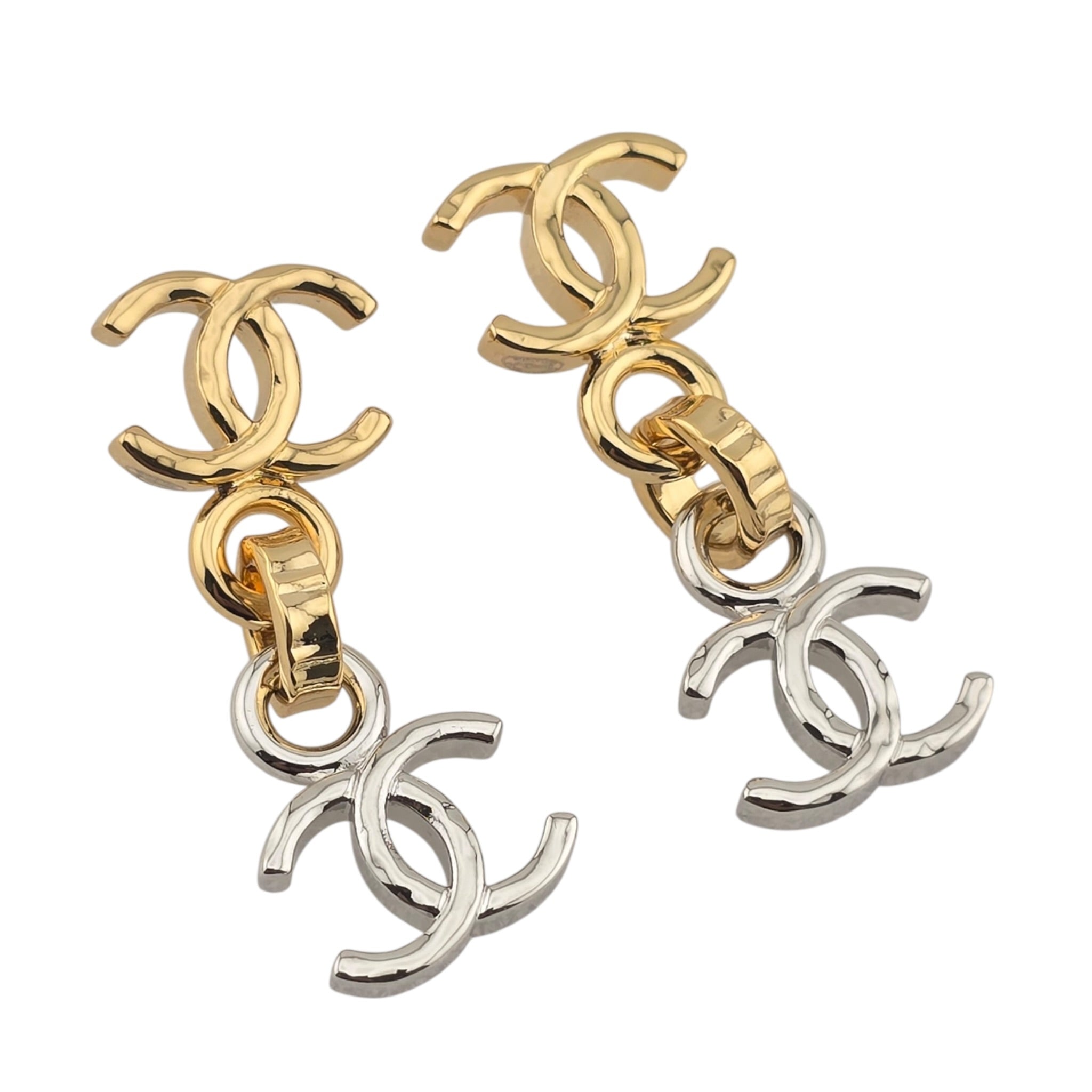 Chanel CC Gold Silver Drop Earrings 2026 CHANEL