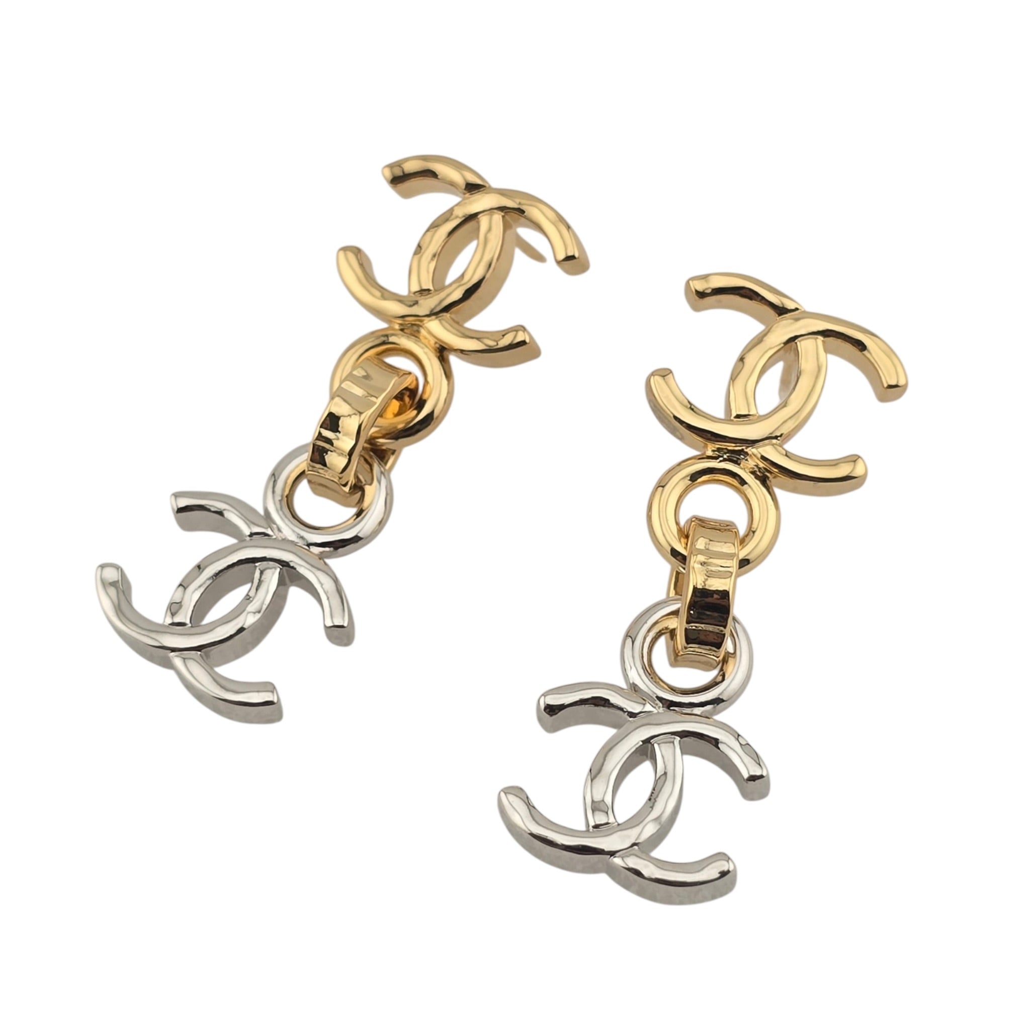 Chanel CC Gold Silver Drop Earrings 2026 CHANEL