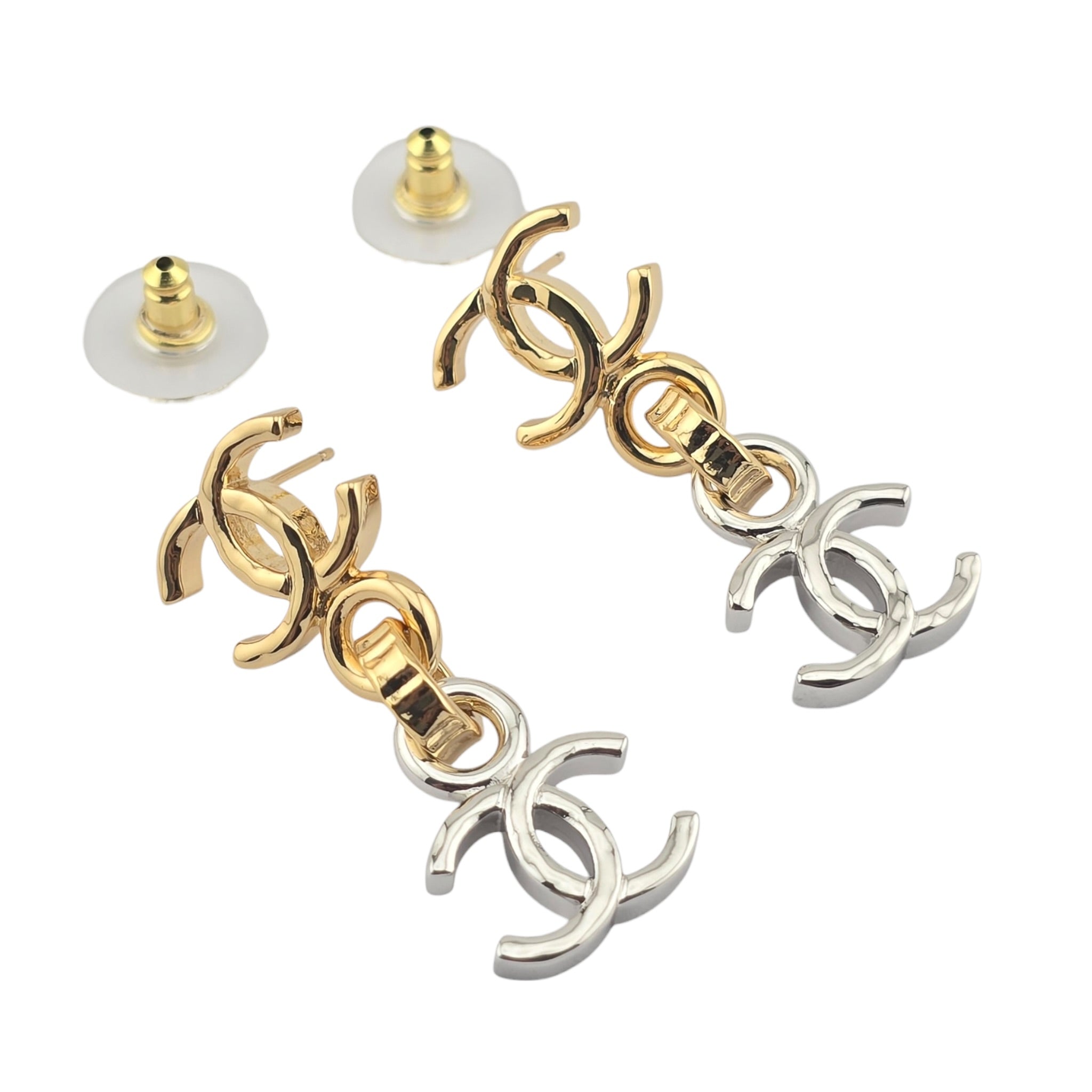 Chanel CC Gold Silver Drop Earrings 2026 CHANEL