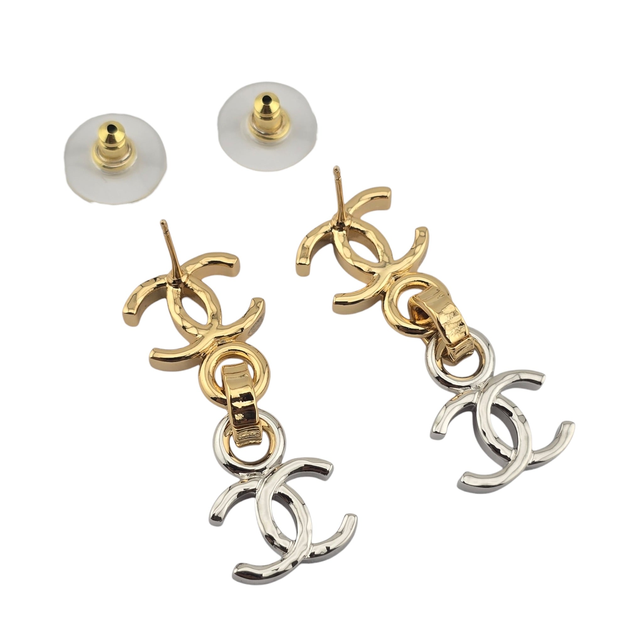 Chanel CC Gold Silver Drop Earrings 2026 CHANEL