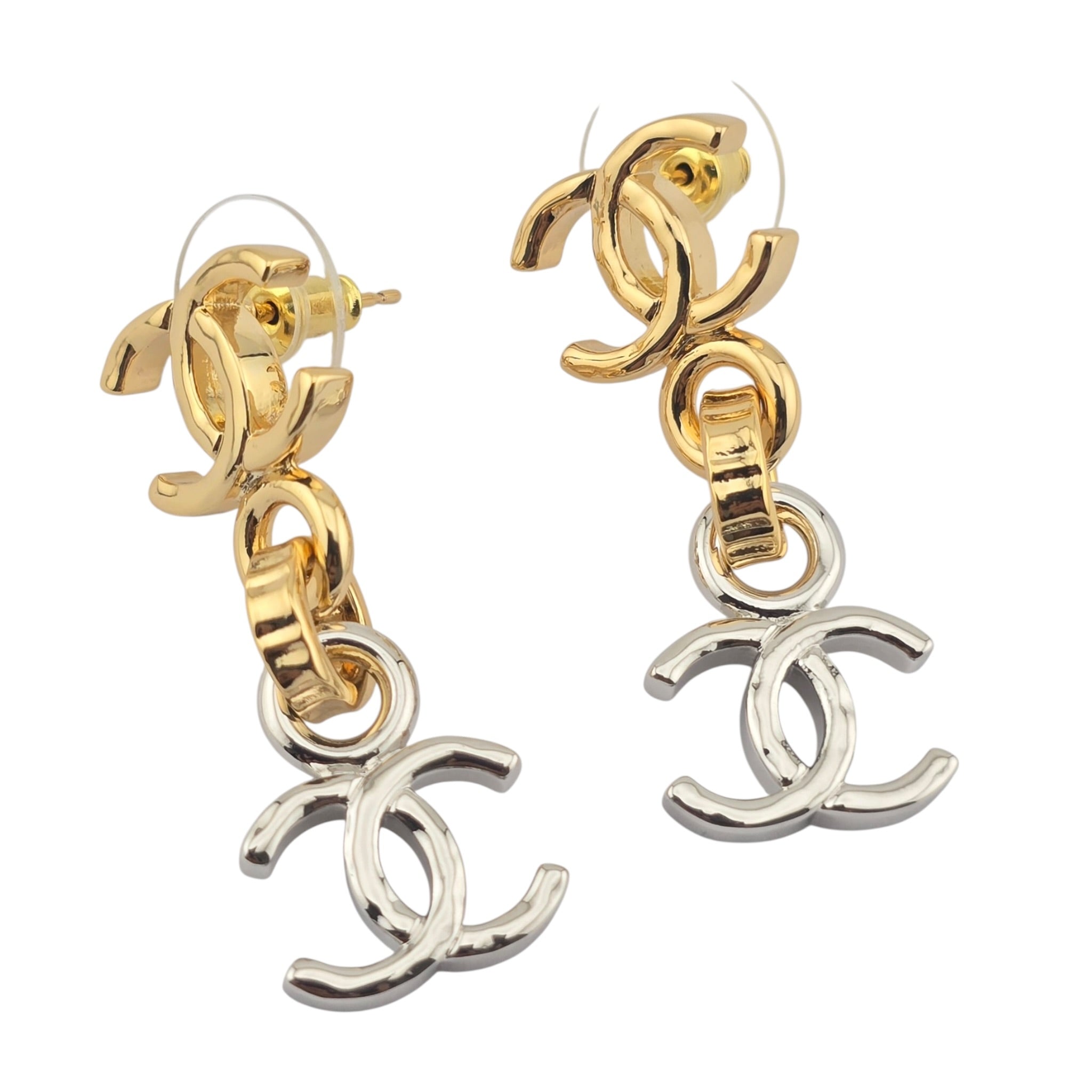 Chanel CC Gold Silver Drop Earrings 2026 CHANEL