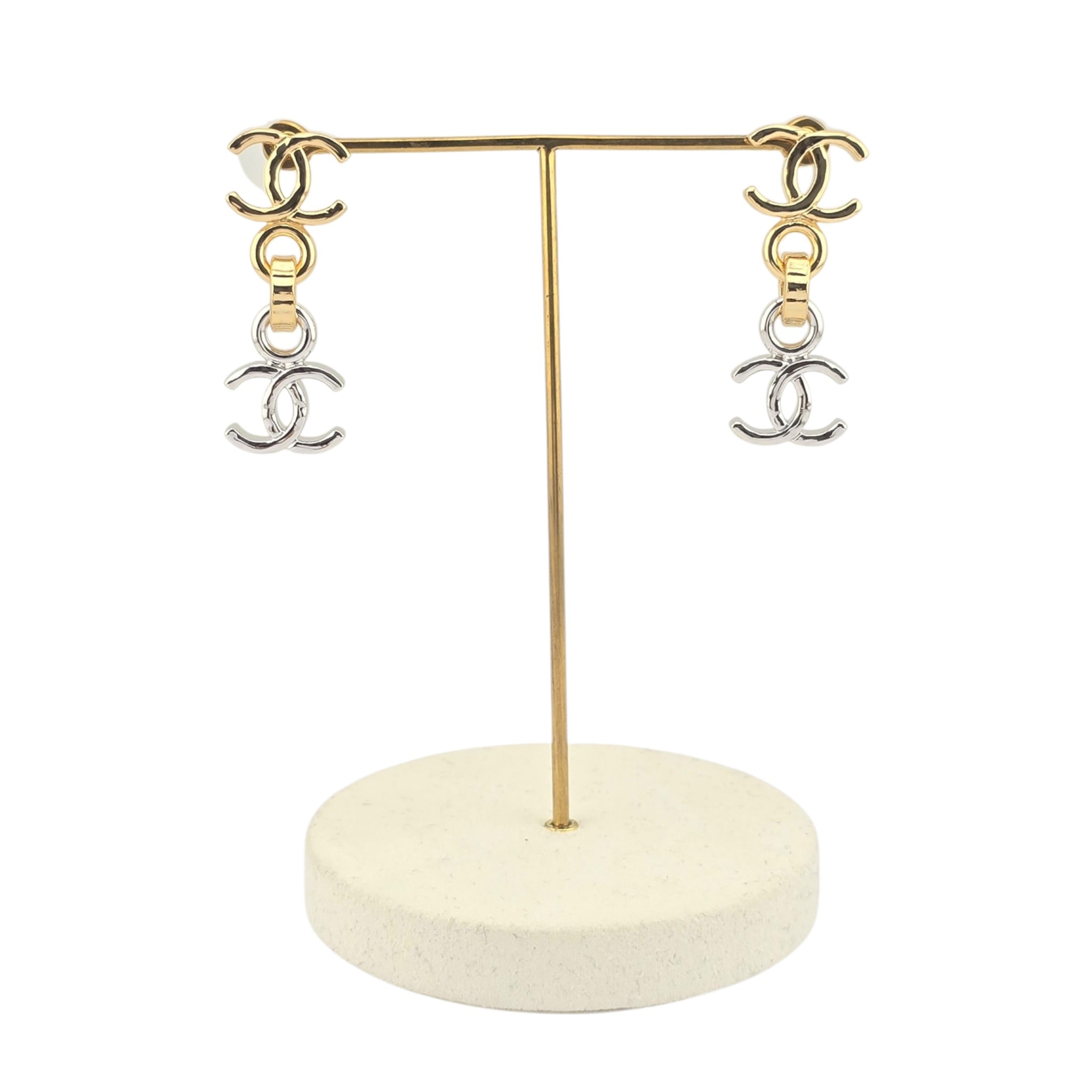 Chanel CC Gold Silver Drop Earrings 2026 CHANEL