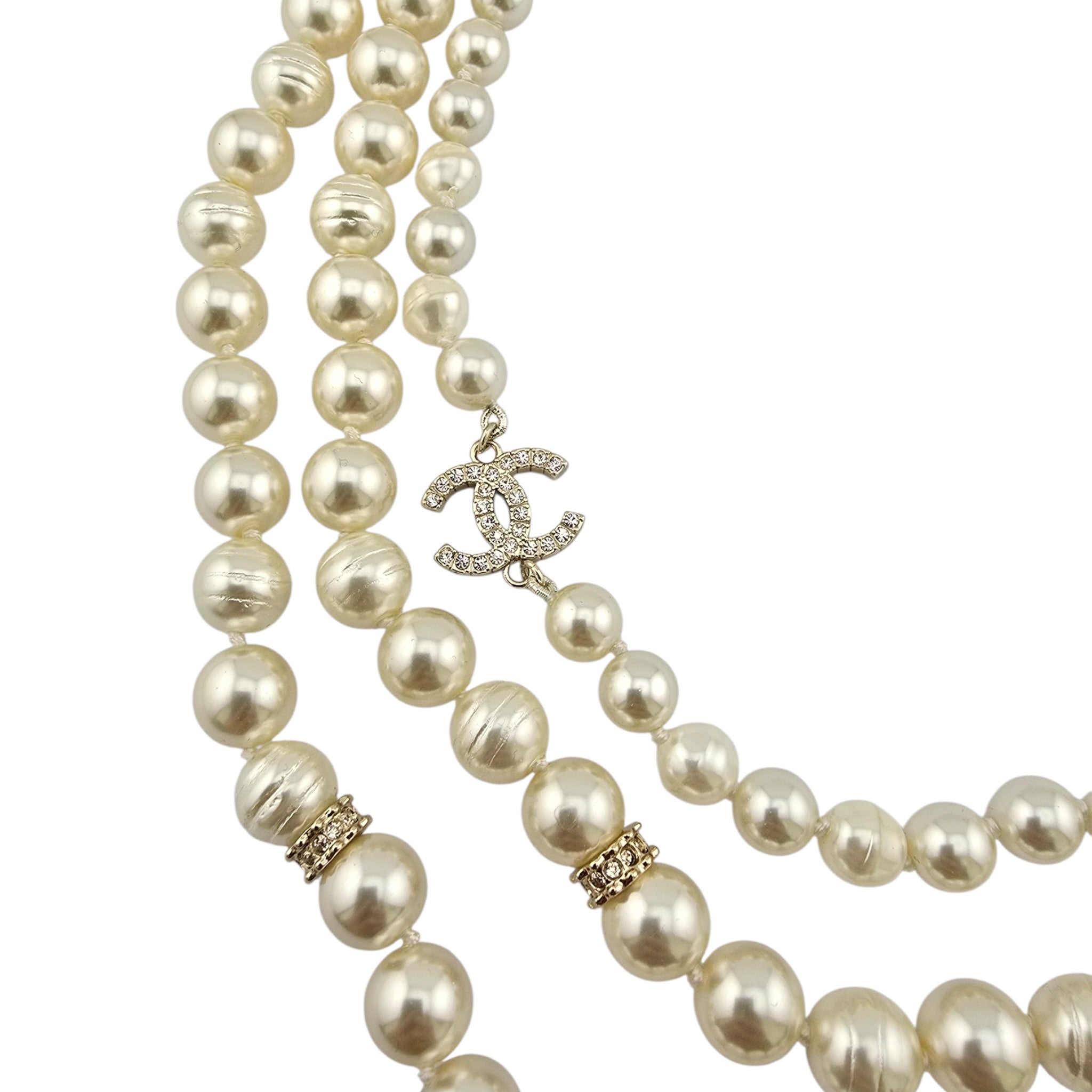 Chanel CC Faux Pearl 3 Row Necklace 2025 CHANEL