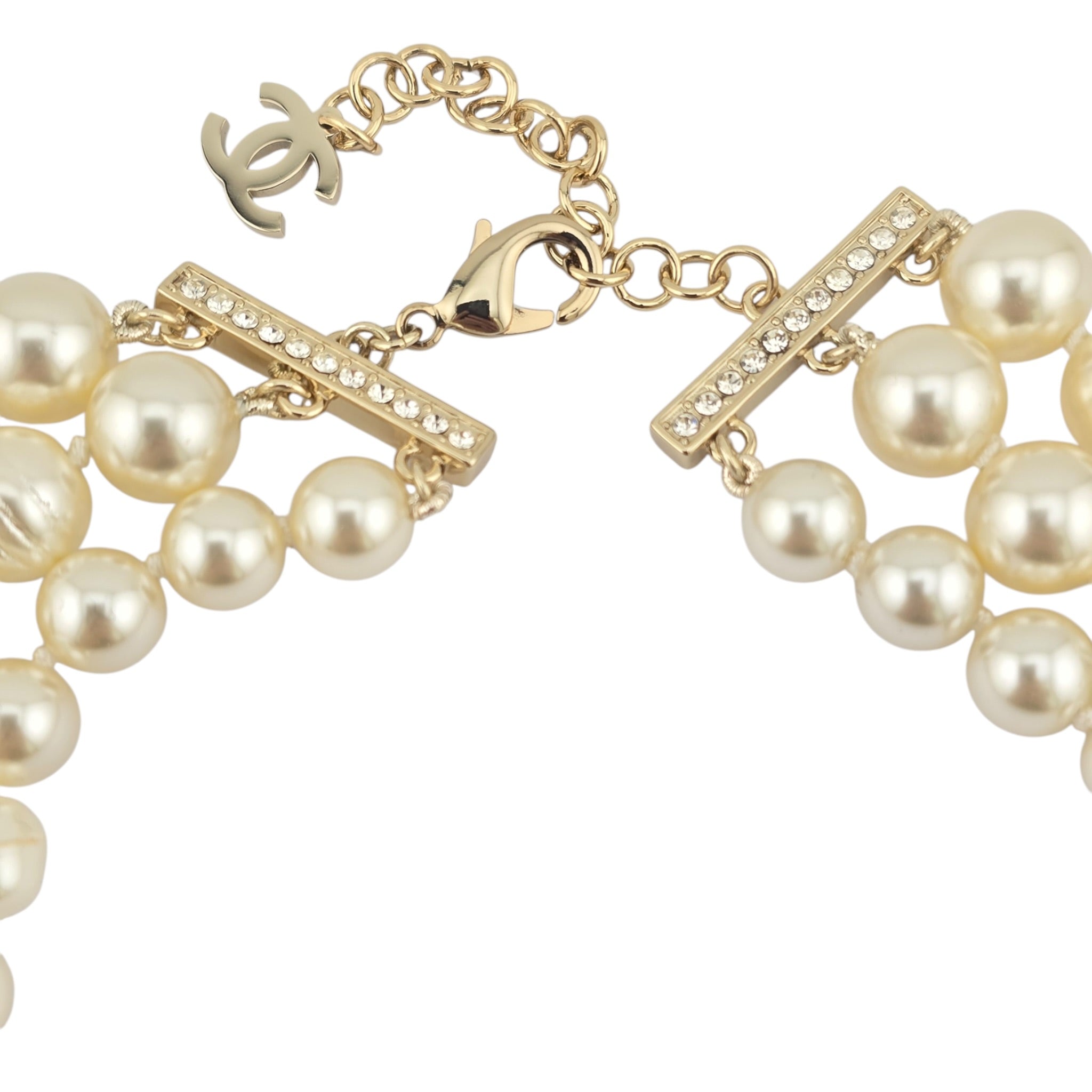 Chanel CC Faux Pearl 3 Row Necklace 2025 CHANEL