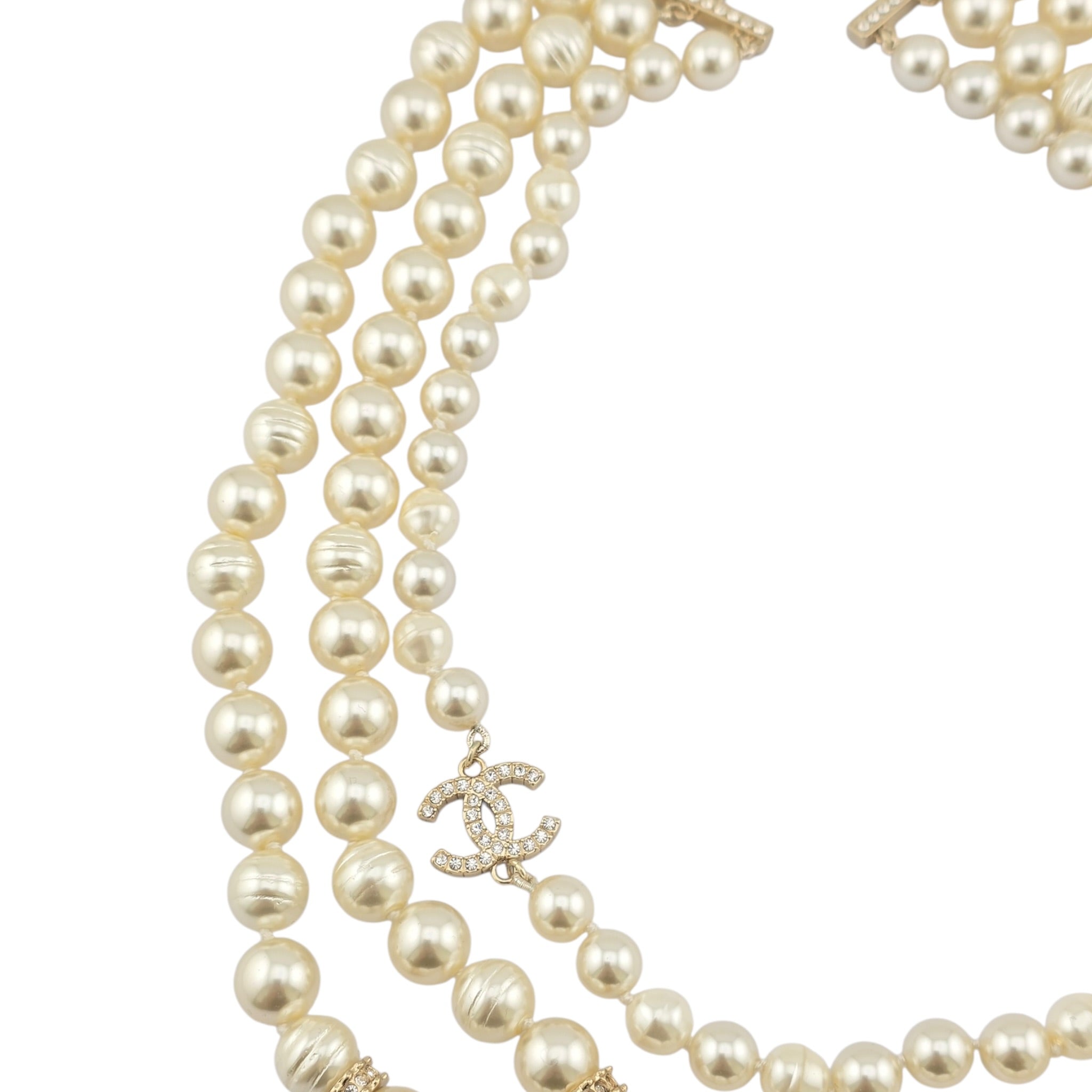Chanel CC Faux Pearl 3 Row Necklace 2025 CHANEL