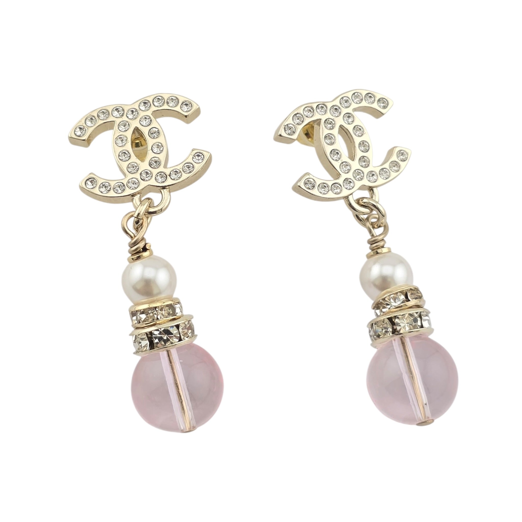 Chanel CC Faux Pearl Pink Drop Earrings 2026 CHANEL