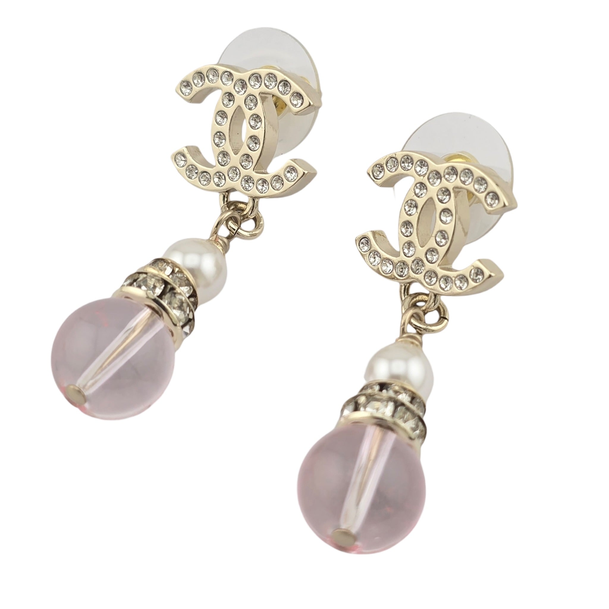 Chanel CC Faux Pearl Pink Drop Earrings 2026 CHANEL